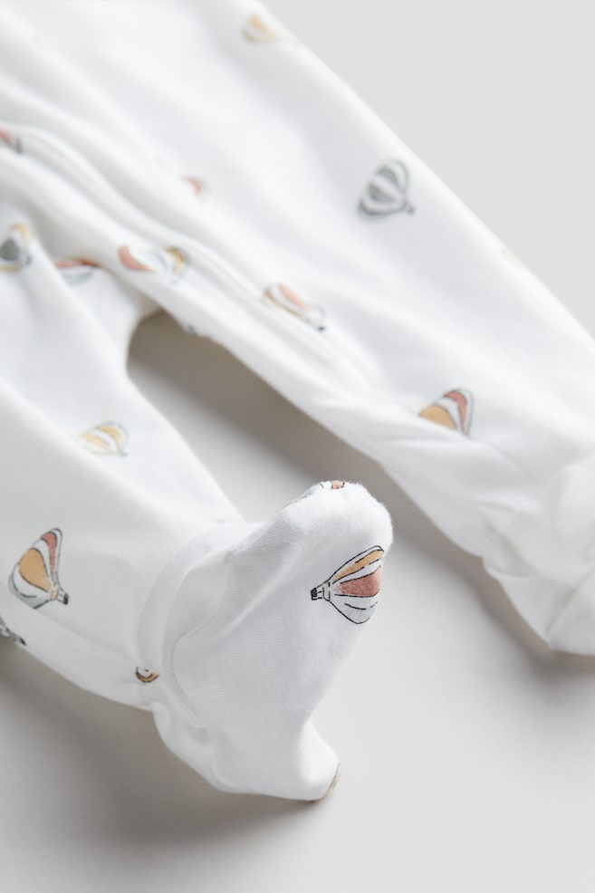 Pyjama avec pieds - Blanc/montgolfières/Vert clair/rayé/Blanc/girafes/Beige clair/fleuri - 2