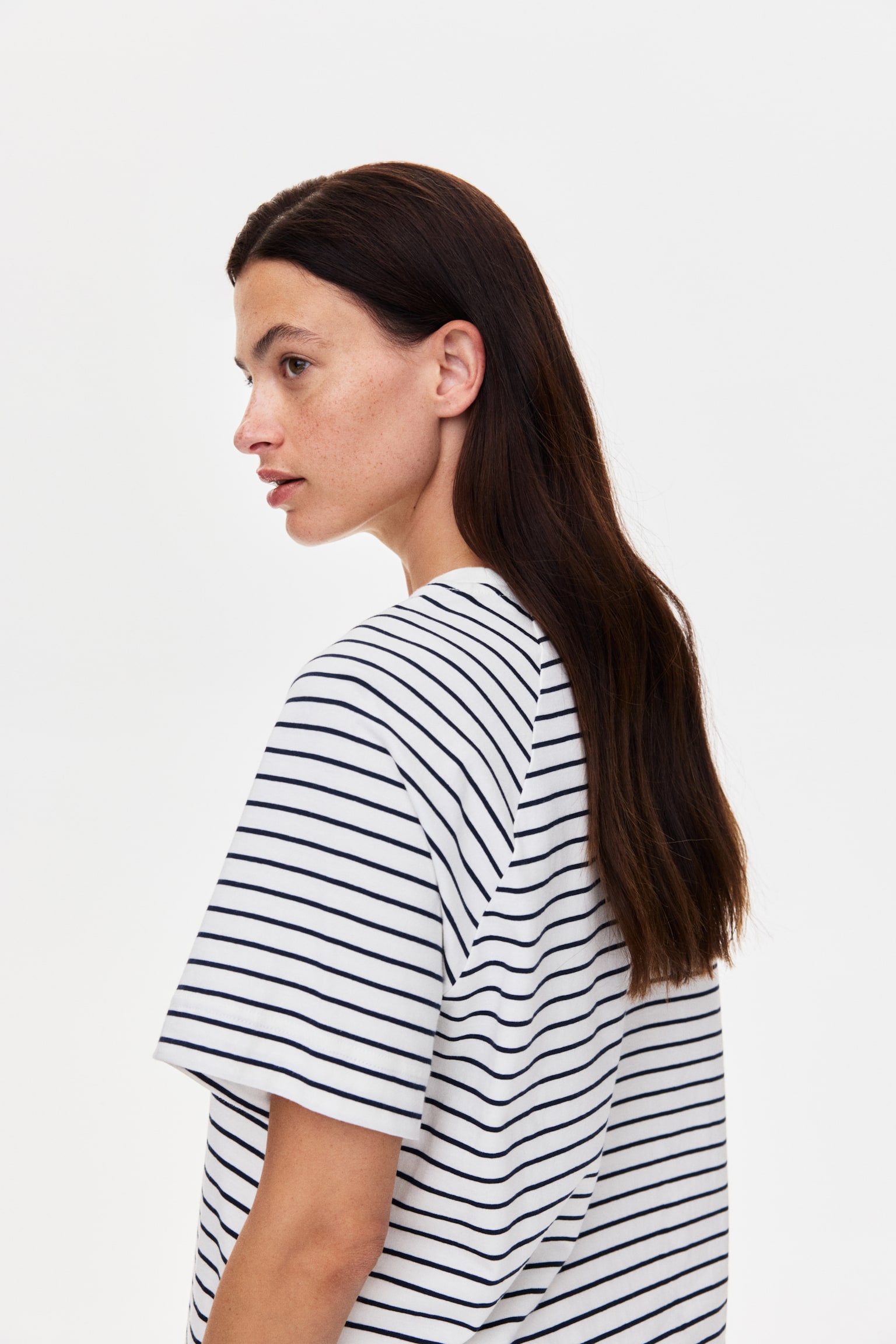 MAMA Before & After Nursing T-shirt - White/Navy blue striped/White/Red striped - 5