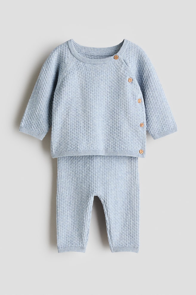2-piece Cotton Set - Light dusty blue/Light green/Light beige/Cream/Cream - 1