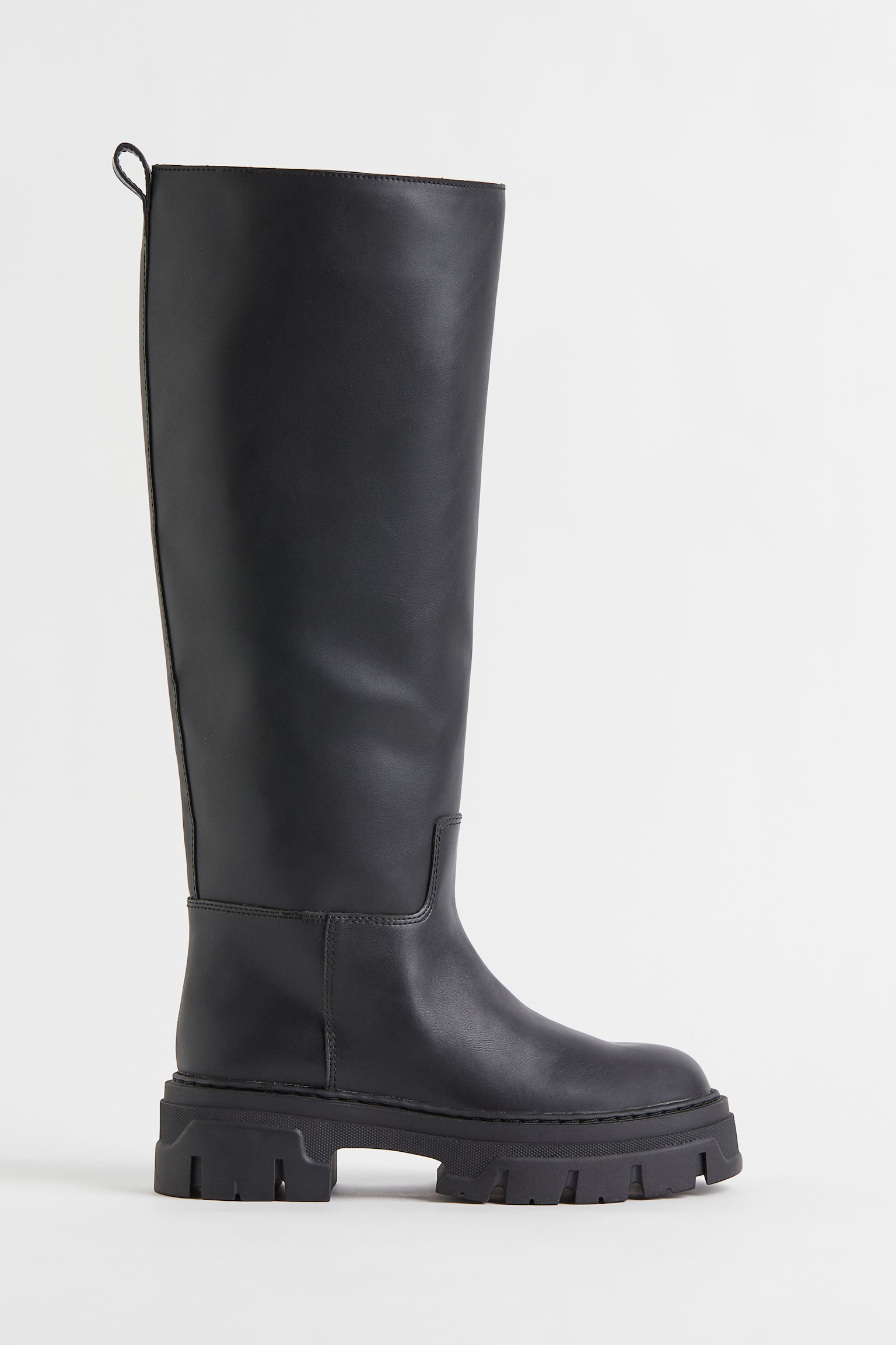 Knee High Boots - Black/Light beige/Beige - 1