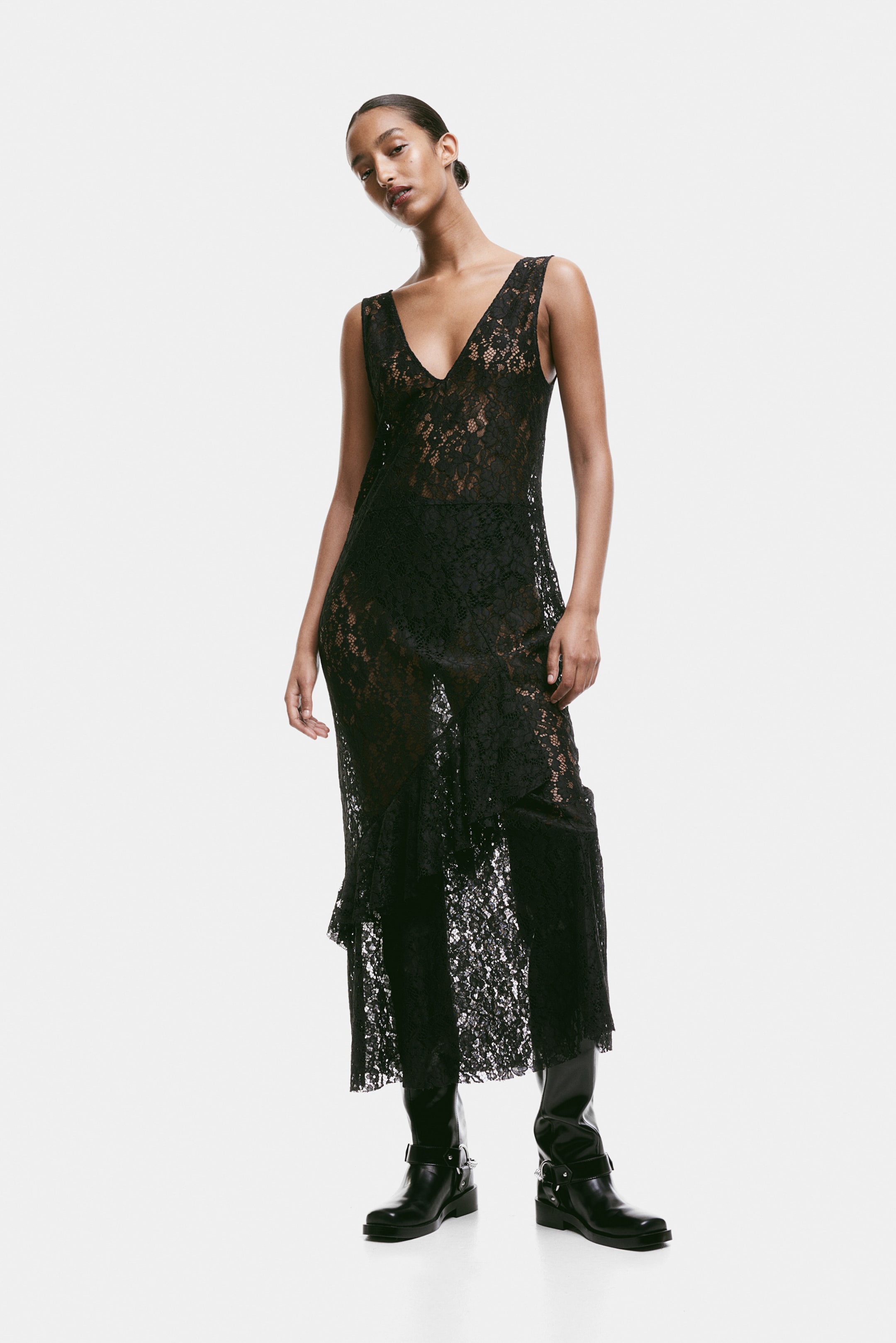 Flounced Lace Dress