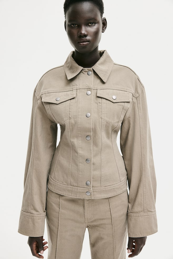 Tapered-waist twill jacket - Dark beige - 6