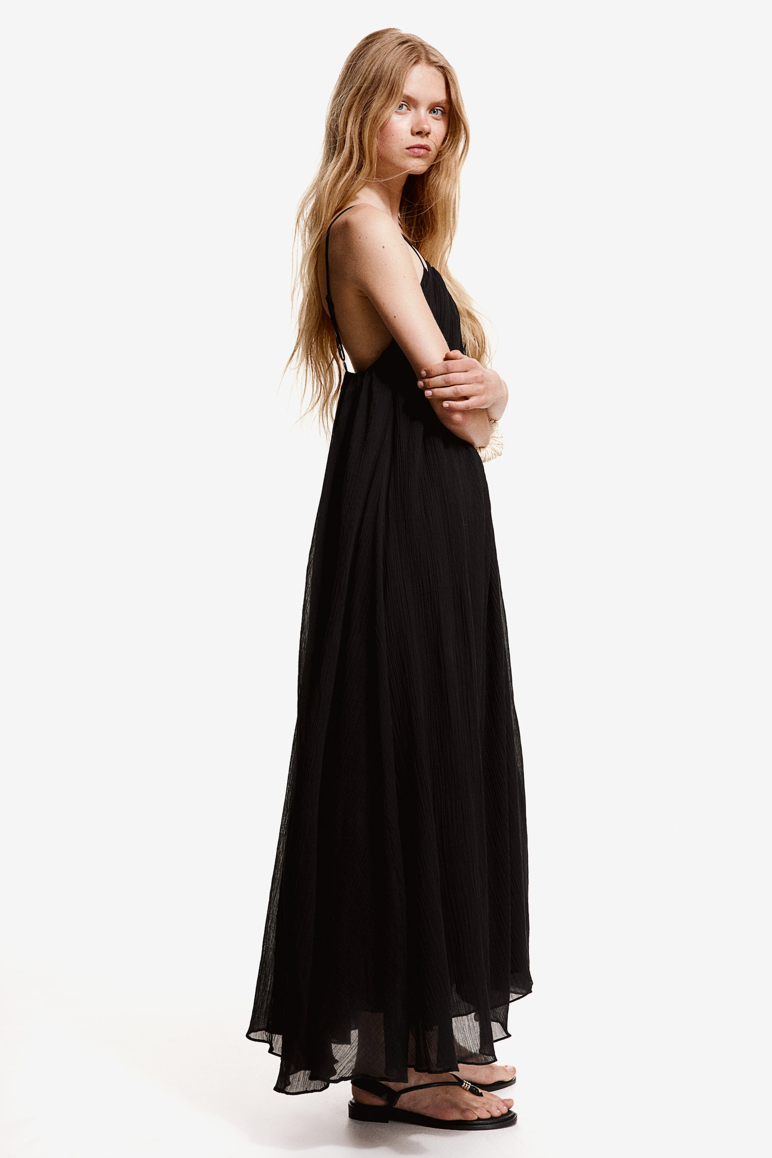 Robe maxi en coton - Noir - 3