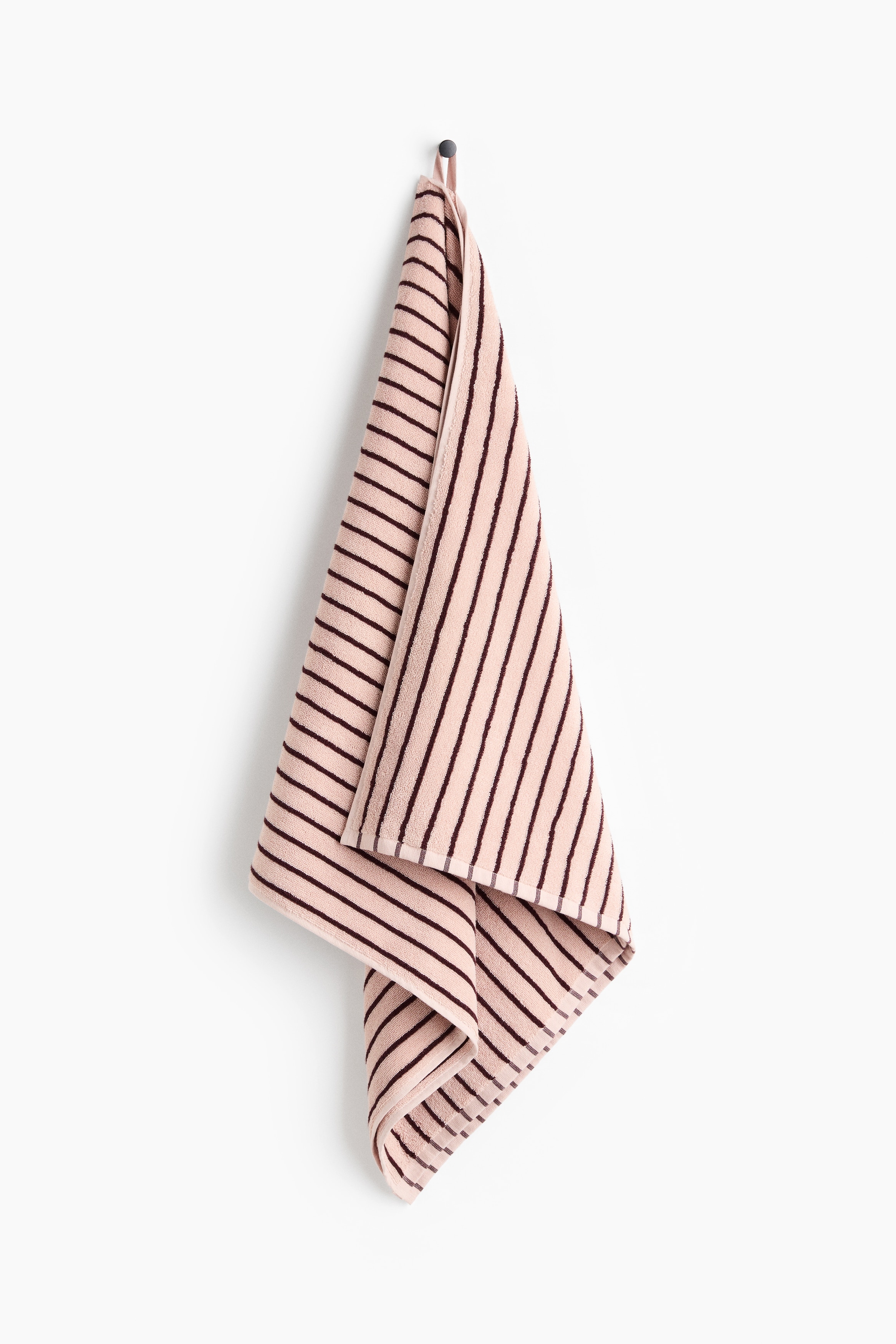 Striped Bath Towel -Light pink/burgundy striped