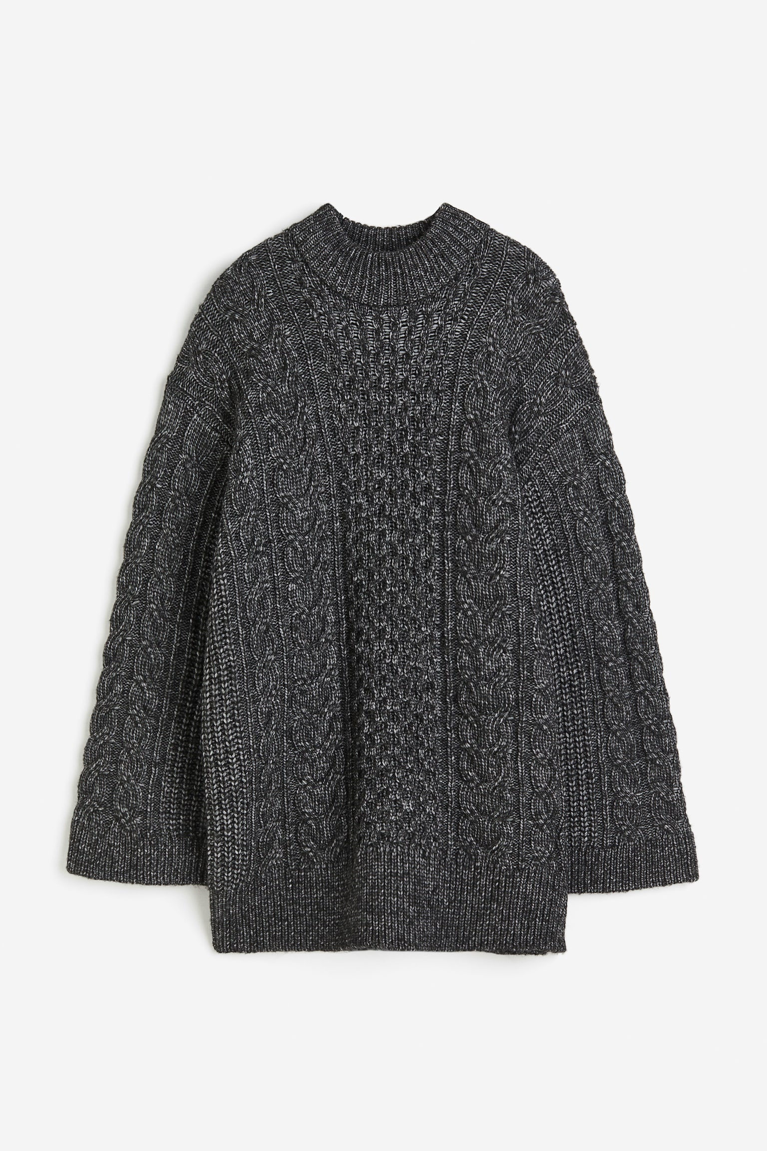 Oversized cable-knit jumper - Dark grey marl - 1