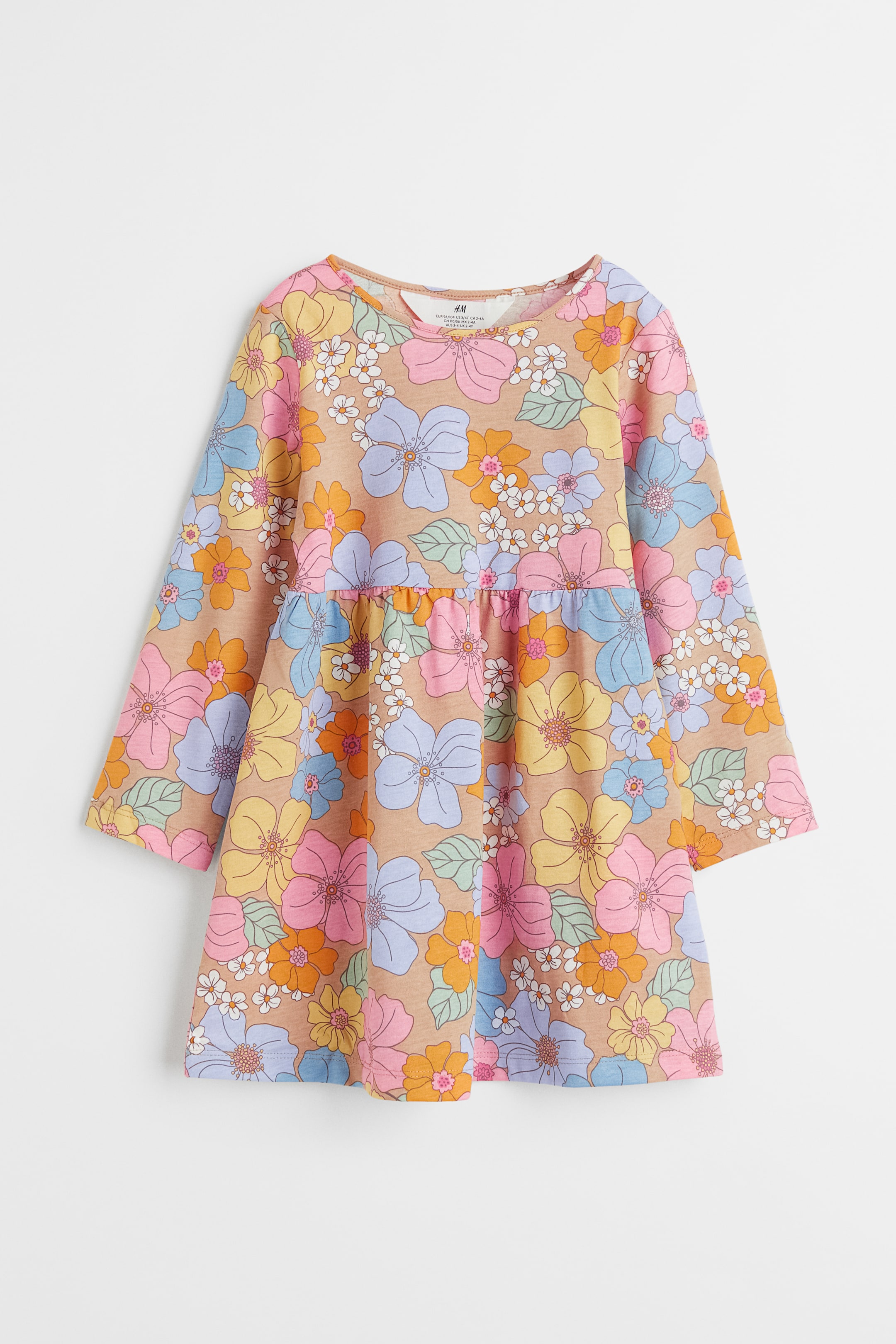 Größeres Bild ansehen: Kleid aus Baumwolljersey - Beige/Geblümt - Kids | H&M DE 1