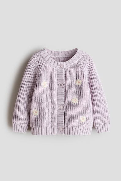 刺繍ディテール コットンカーディガン
