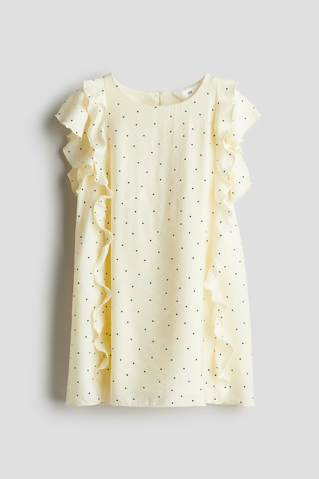 Röyhelösomisteinen mekko - Vaaleankeltainen/Pilkullinen - 1