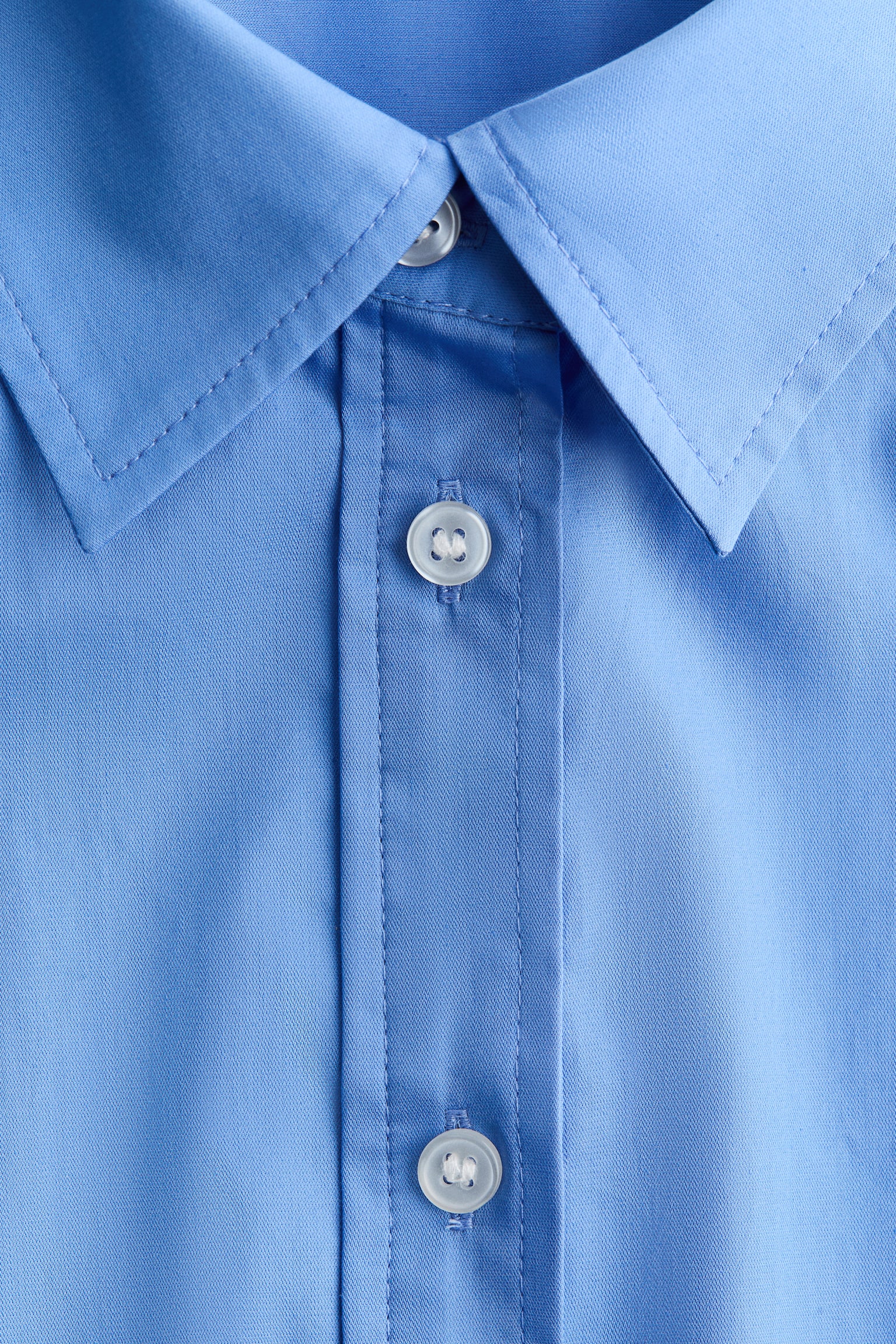 Short-Sleeved Shirt Dress - Blue - 3