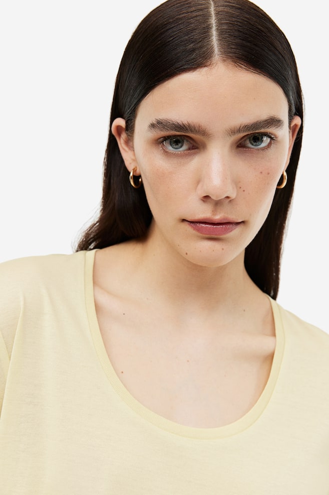 Silk-blend T-shirt - Pale yellow - 3