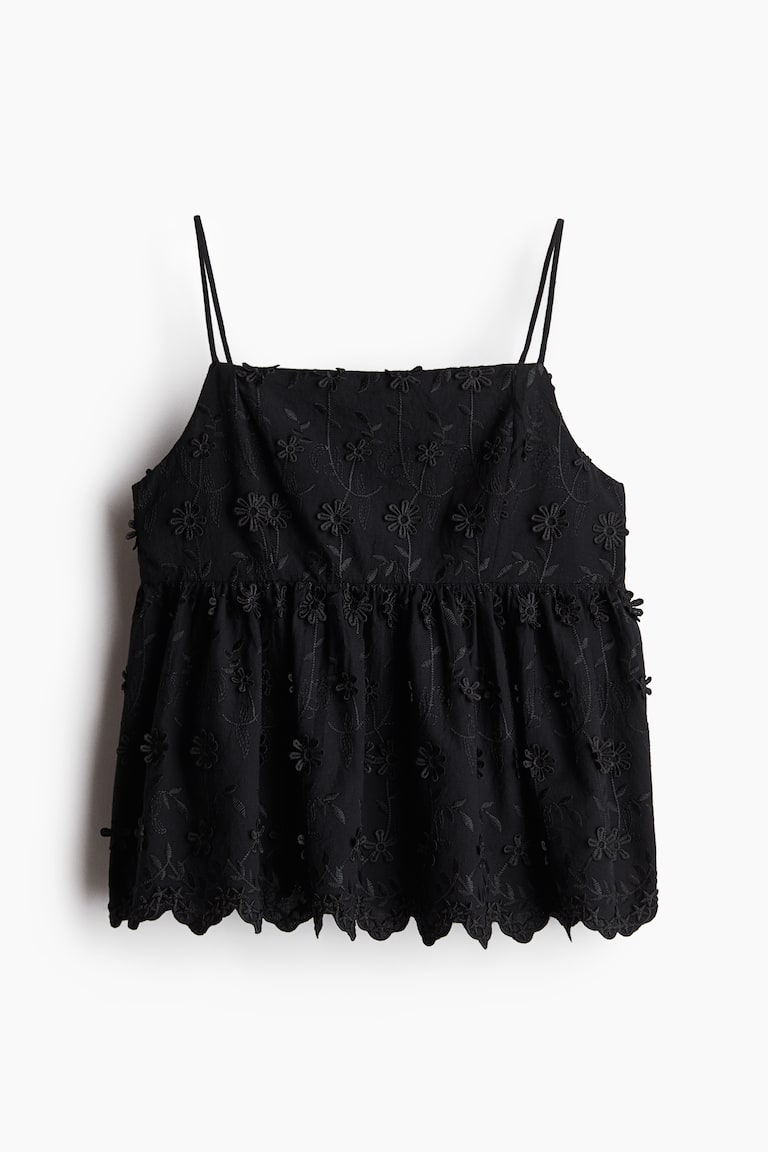Bluza na bretele s reljefnim detaljima