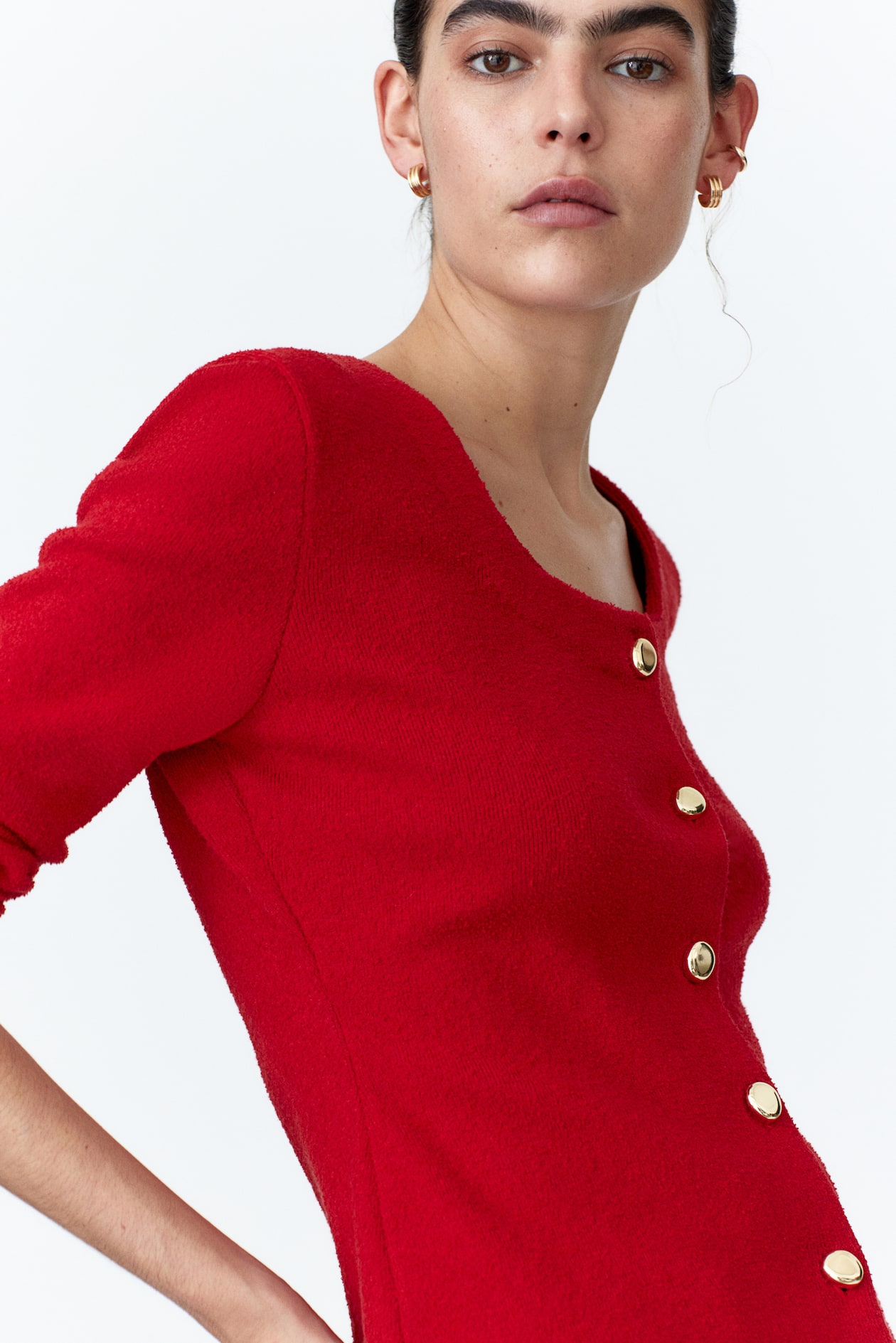 Fitted cardigan Red Ladies H&M
