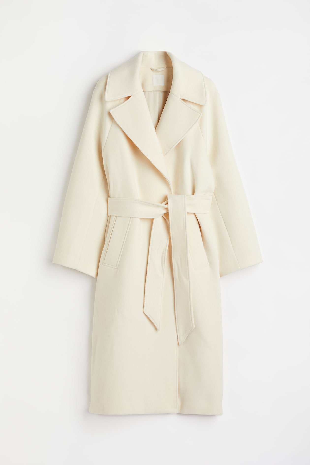 Tie Belt Coat - Long sleeve - Long - Cream - Ladies | H&M US