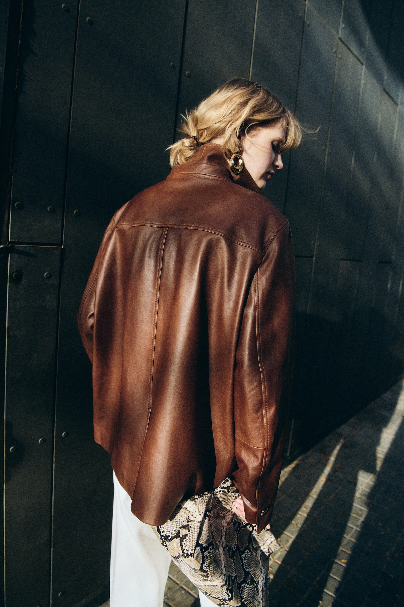 Leather jacket - Brown - 5