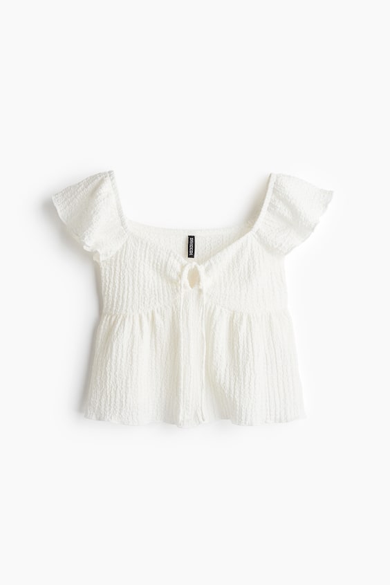 H&M Coral Crochet Back Crinkle Top XS-S main image 1