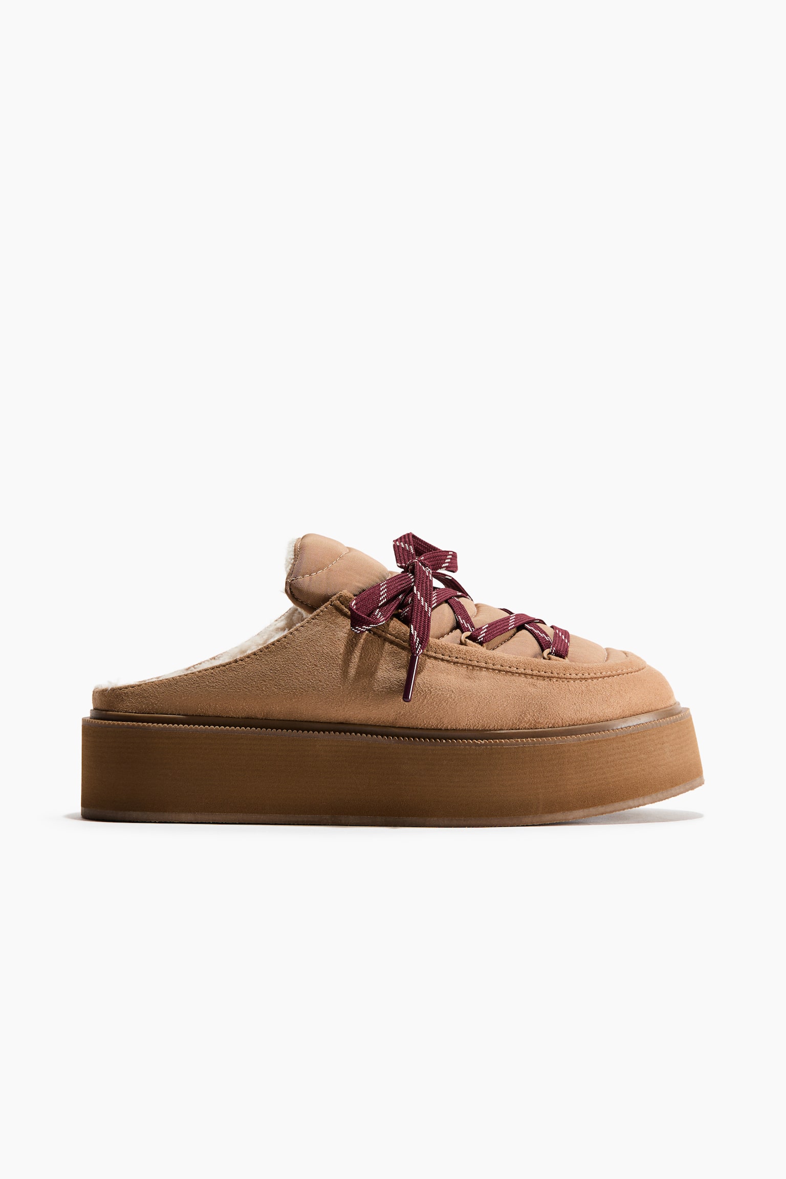 Женские сабо H&M Warm-Lined Lace-Up, цвет: Бежевый — фото 1