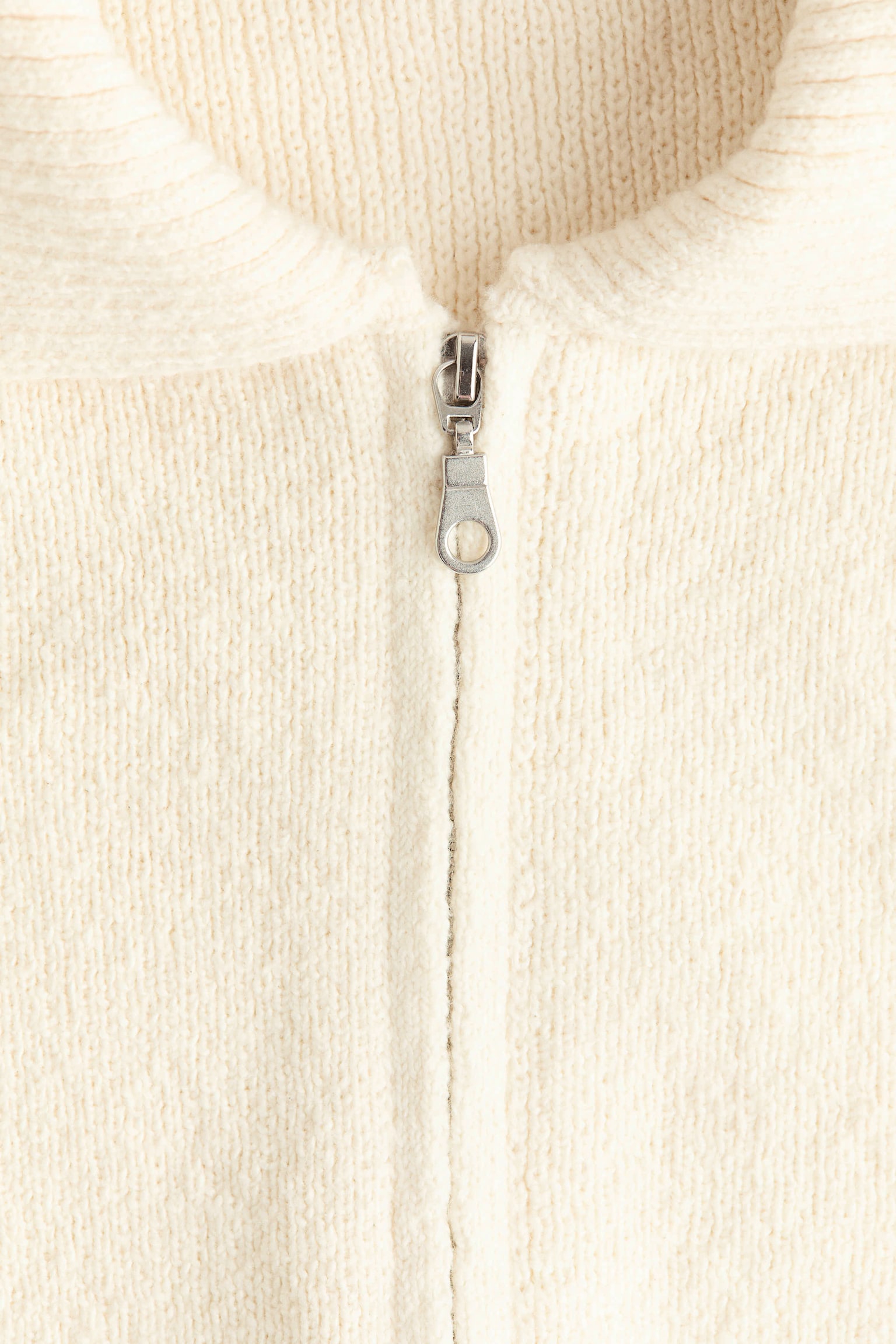 Женский кардиган H&M Knit Cardigan with Zipper, цвет: Кремовый — фото 5