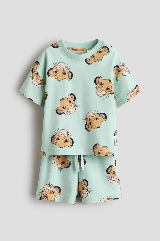 Ensemble imprimé 2 pièces - Vert menthe/Le Roi lion/Gris foncé/Snoopy/Beige/voitures/Gris clair/Batman/Turquoise/Mickey/Gris clair/Mickey/Beige/Le Roi lion/Beige/Mickey/Blanc/Mickey/Bleu clair/Bluey - 1