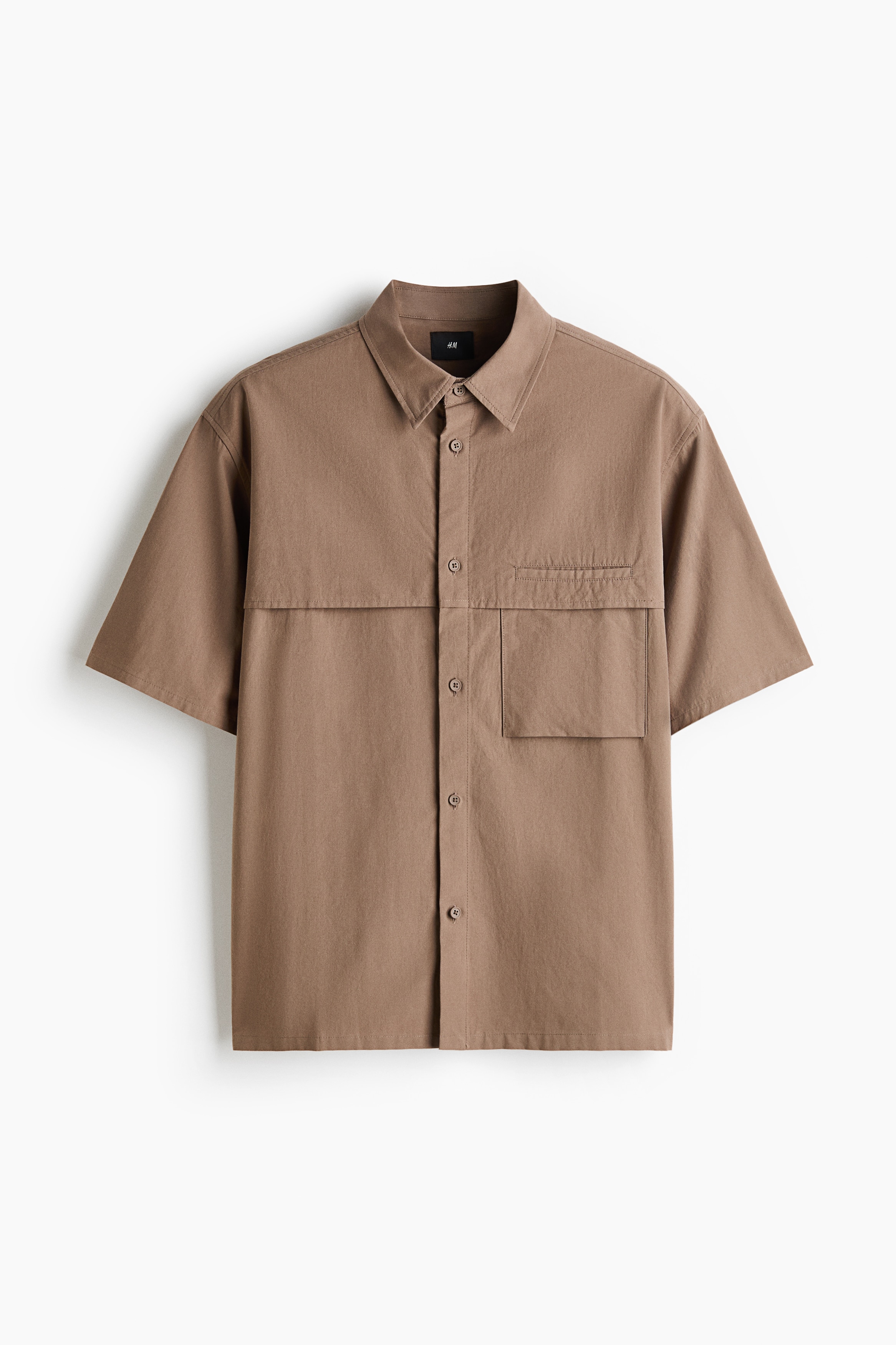 Loose Fit Short-sleeved cotton shirt - Beige/Black/Cream