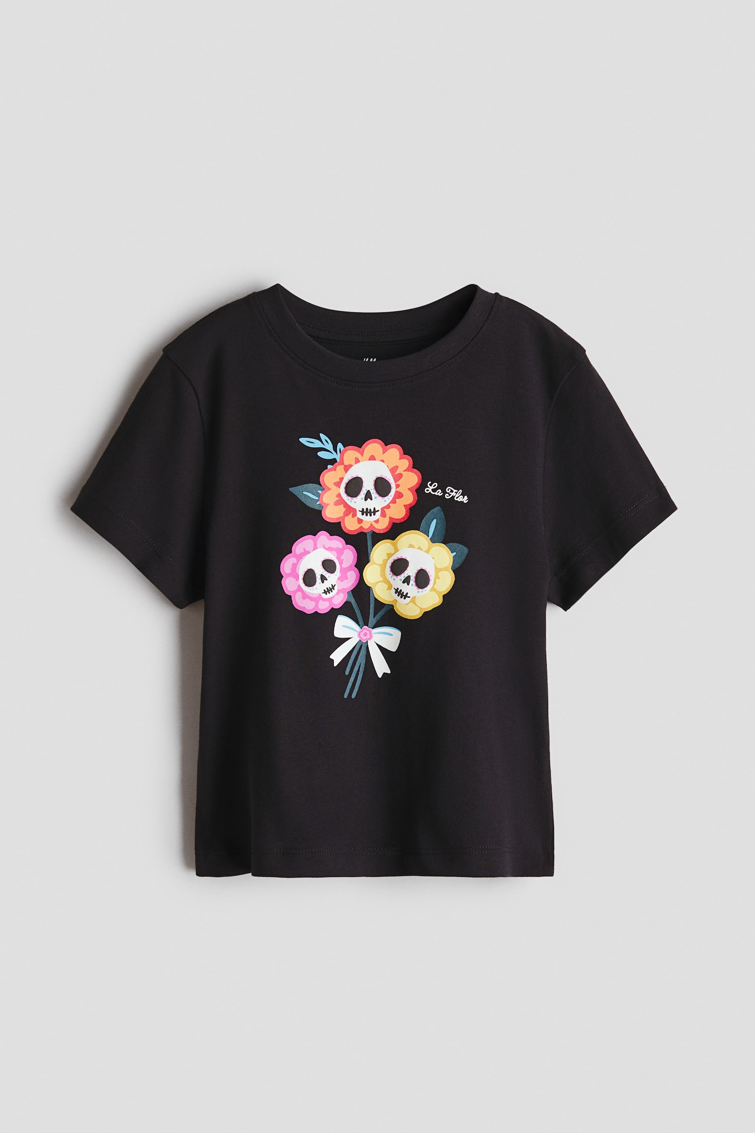 Детская футболка H&M Cotton T-Shirt with Printed Motif, цвет: Чёрный — фото 1