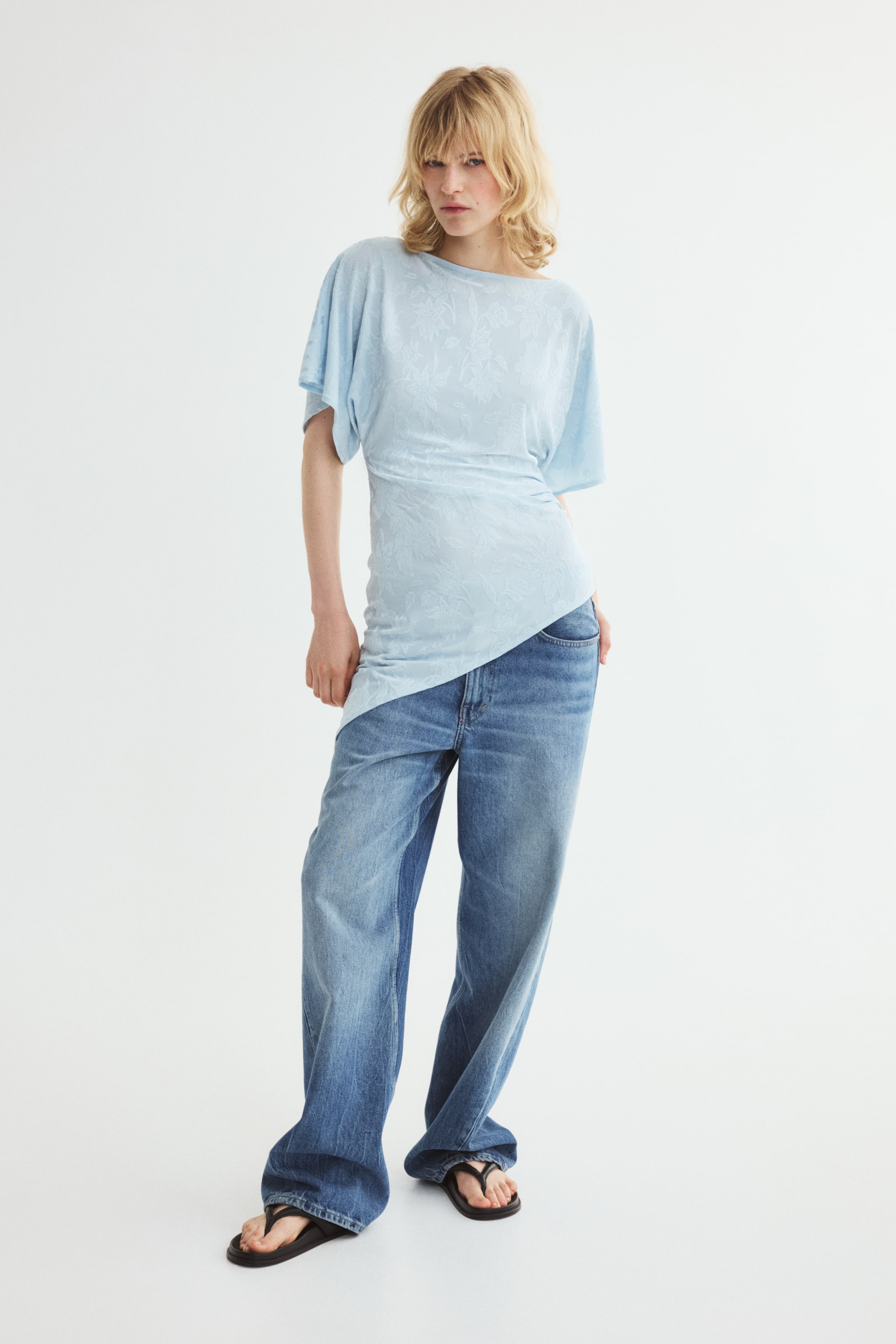Asymmetric Jacquard-Jersey Top