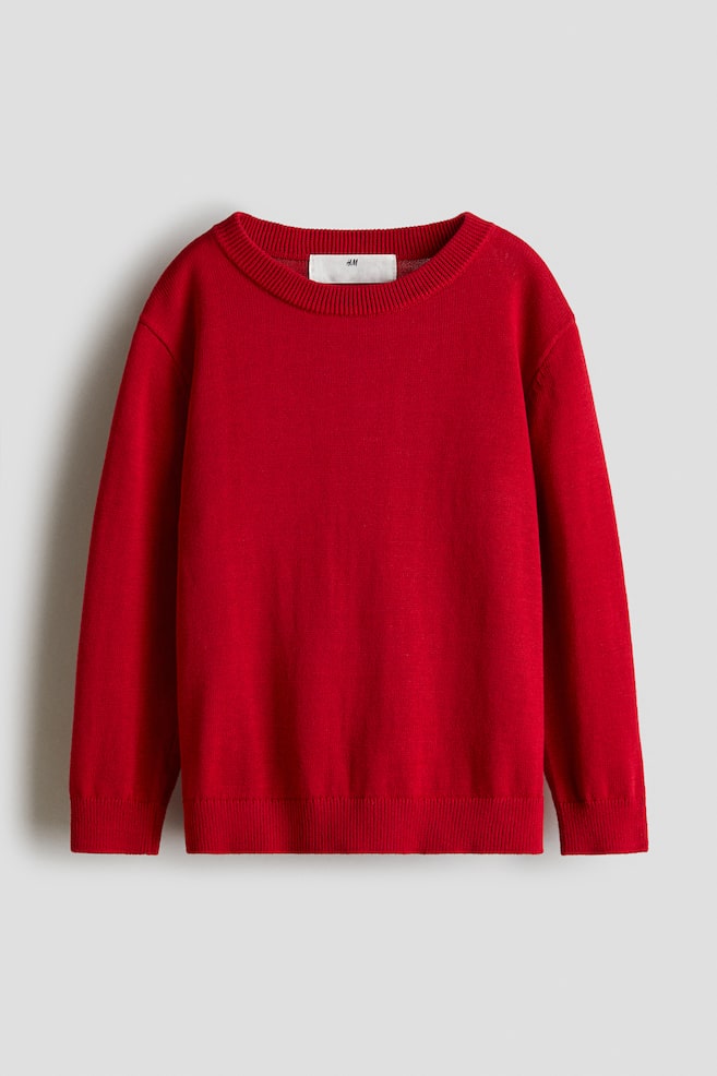 Cotton Sweater - Red/Dark grey marl - 1