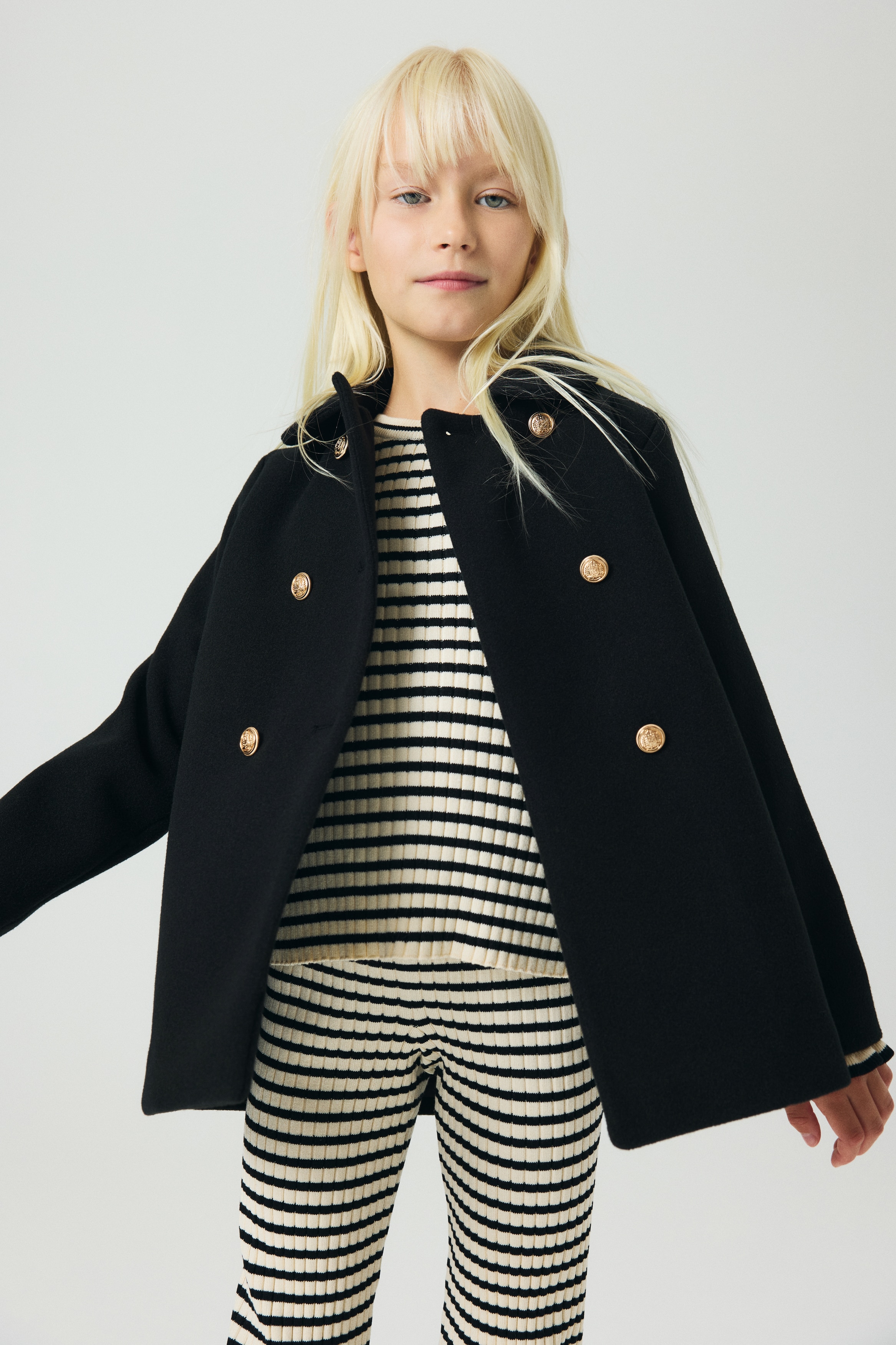 Dwurzędowy płaszcz - Czarny