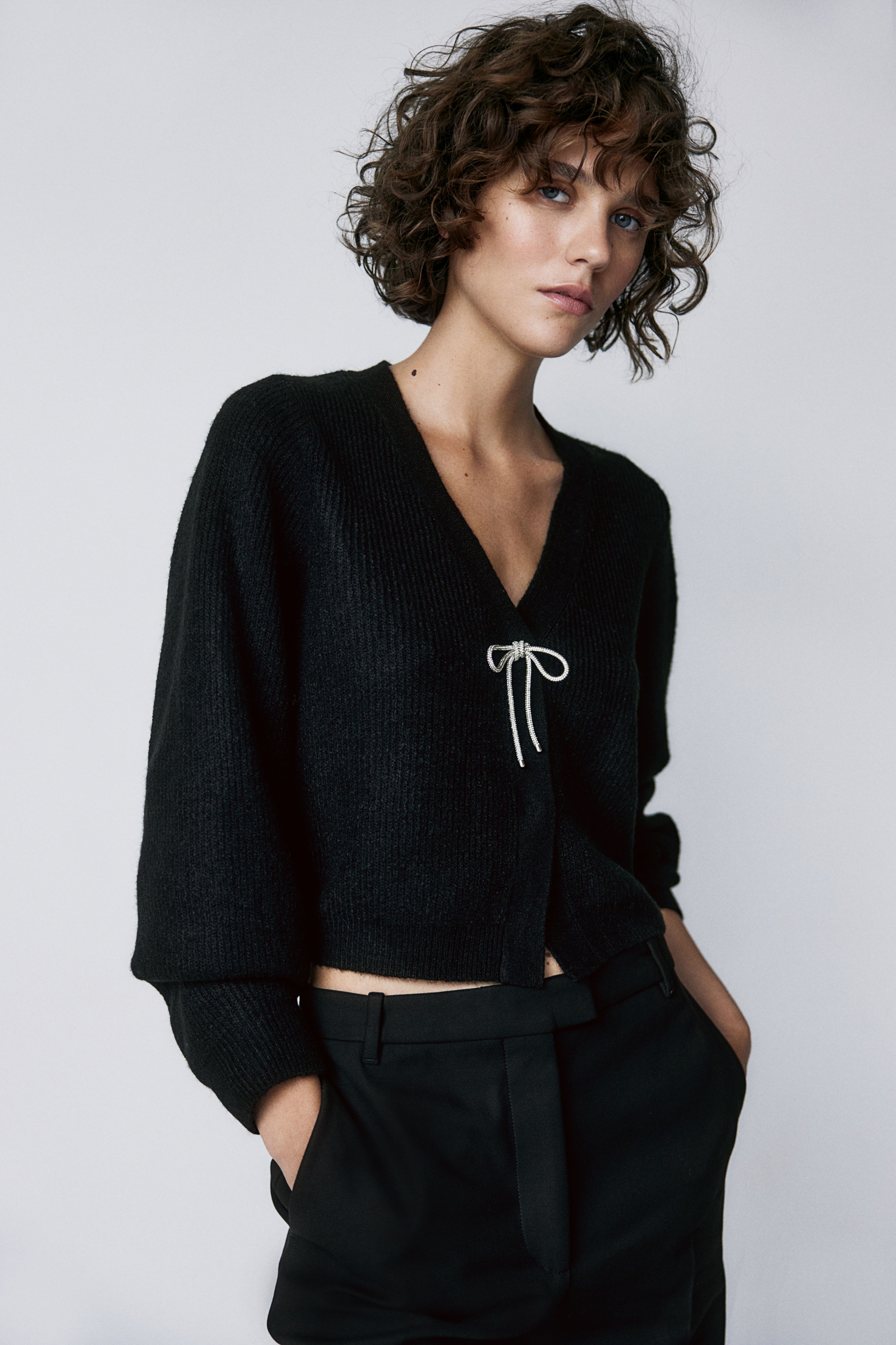 Knitted black cardigan hotsell