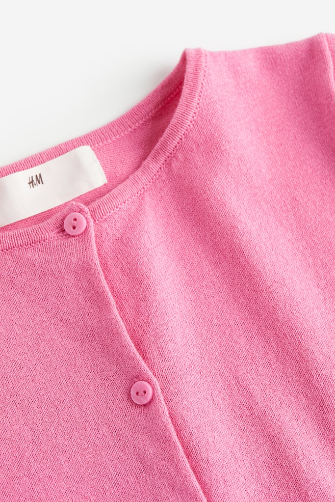 Fine-knit cotton cardigan - Pink - 2