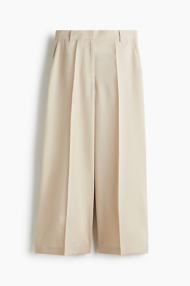 Wide-Leg Ankle-Length Pants - Light beige - 1