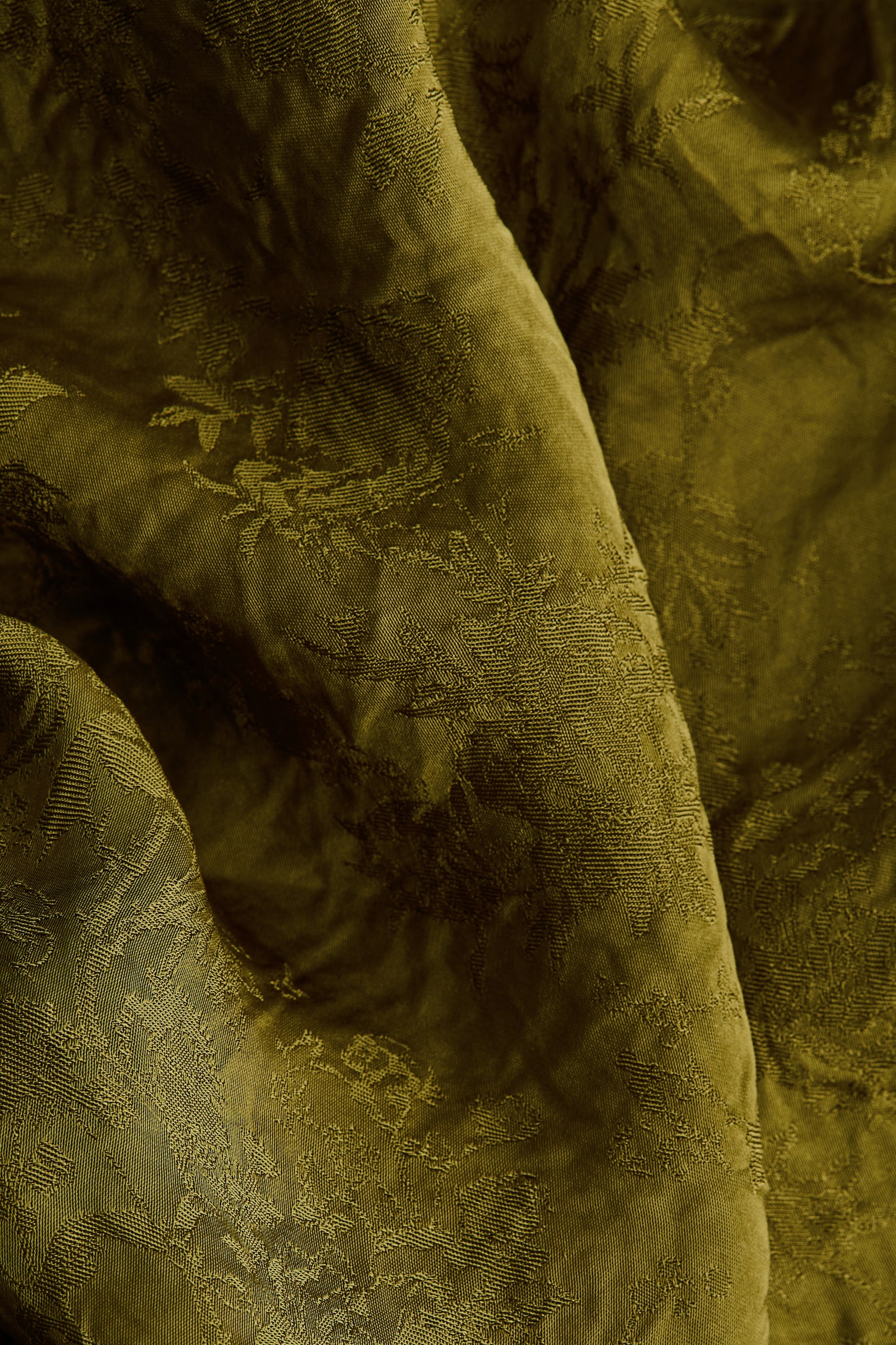 Jacquard-weave one-shoulder blouse - Zlatě olivová - 6