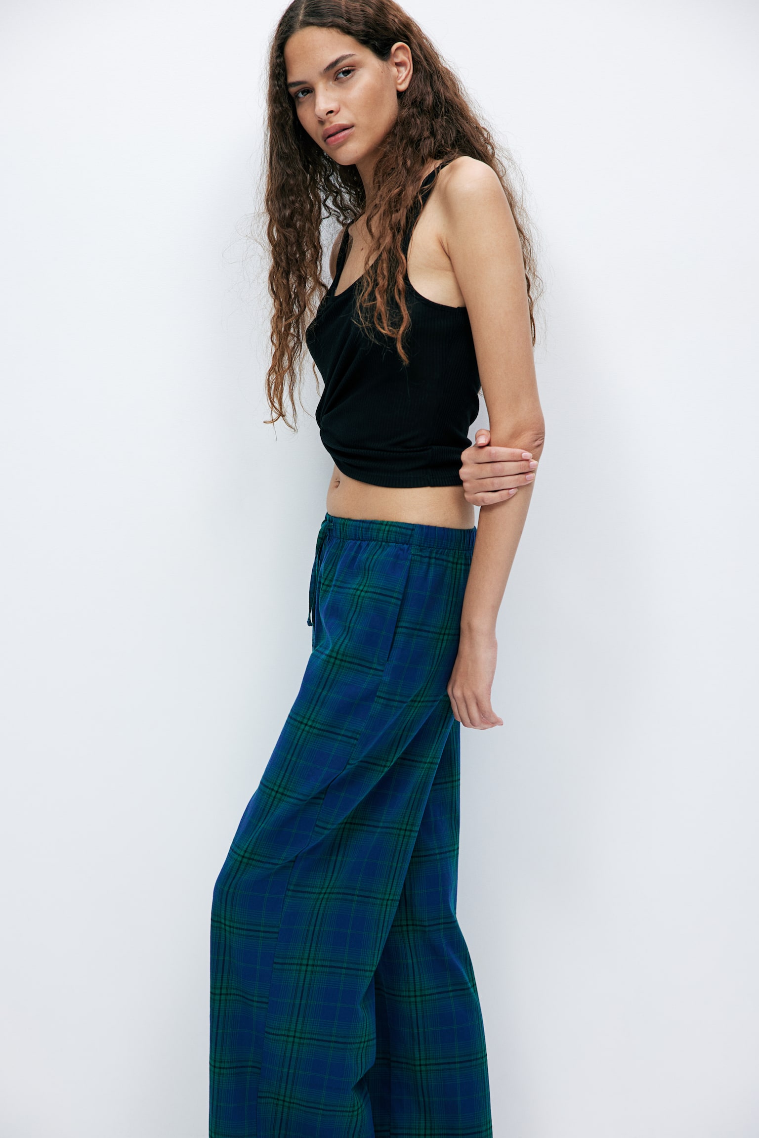 Cotton flannel pyjama bottoms - Dark blue/Checked/Navy blue/Checked/Black/Checked/Red/Checked - 4