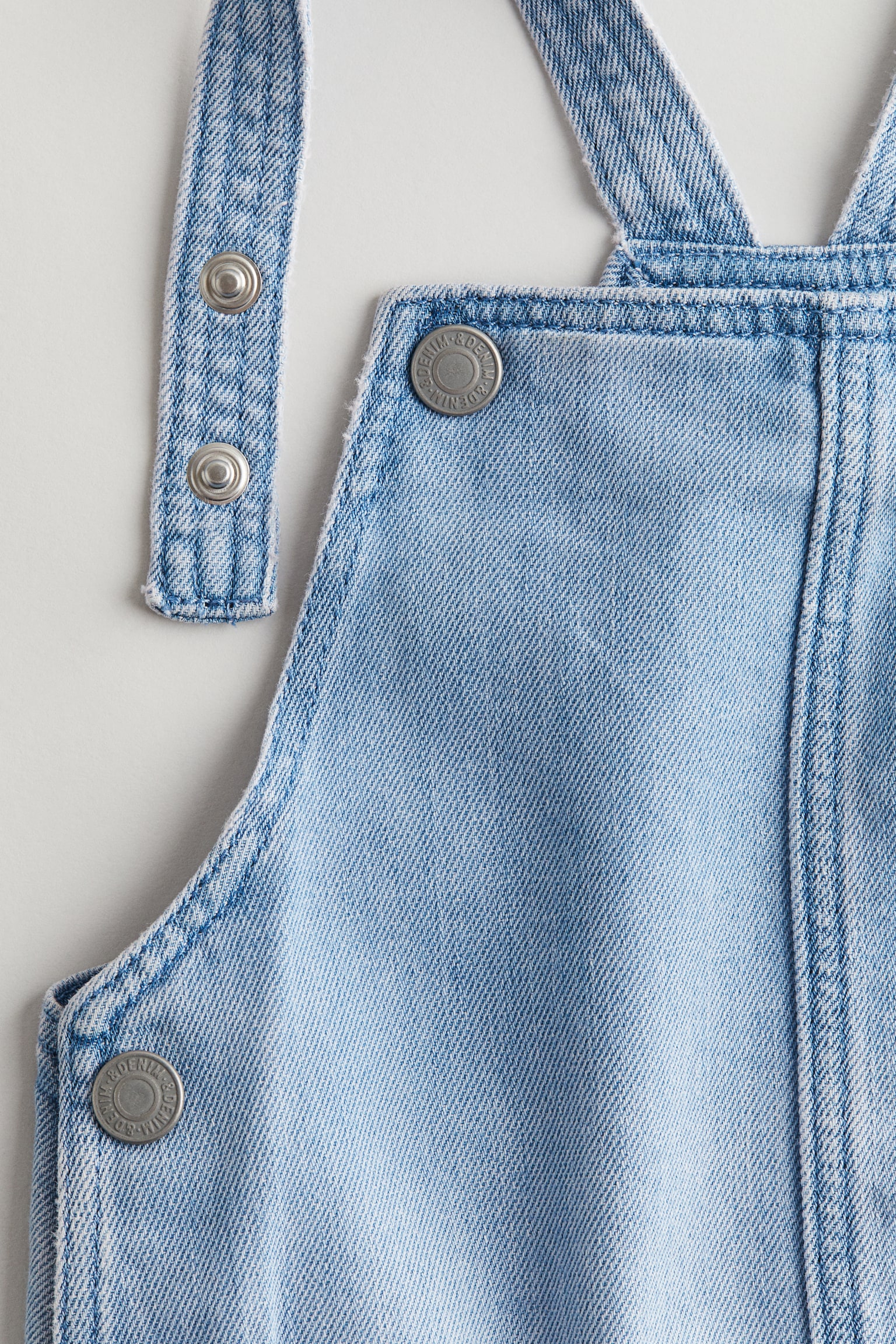 Denim Dungaree Shorts - Light denim blue - 2