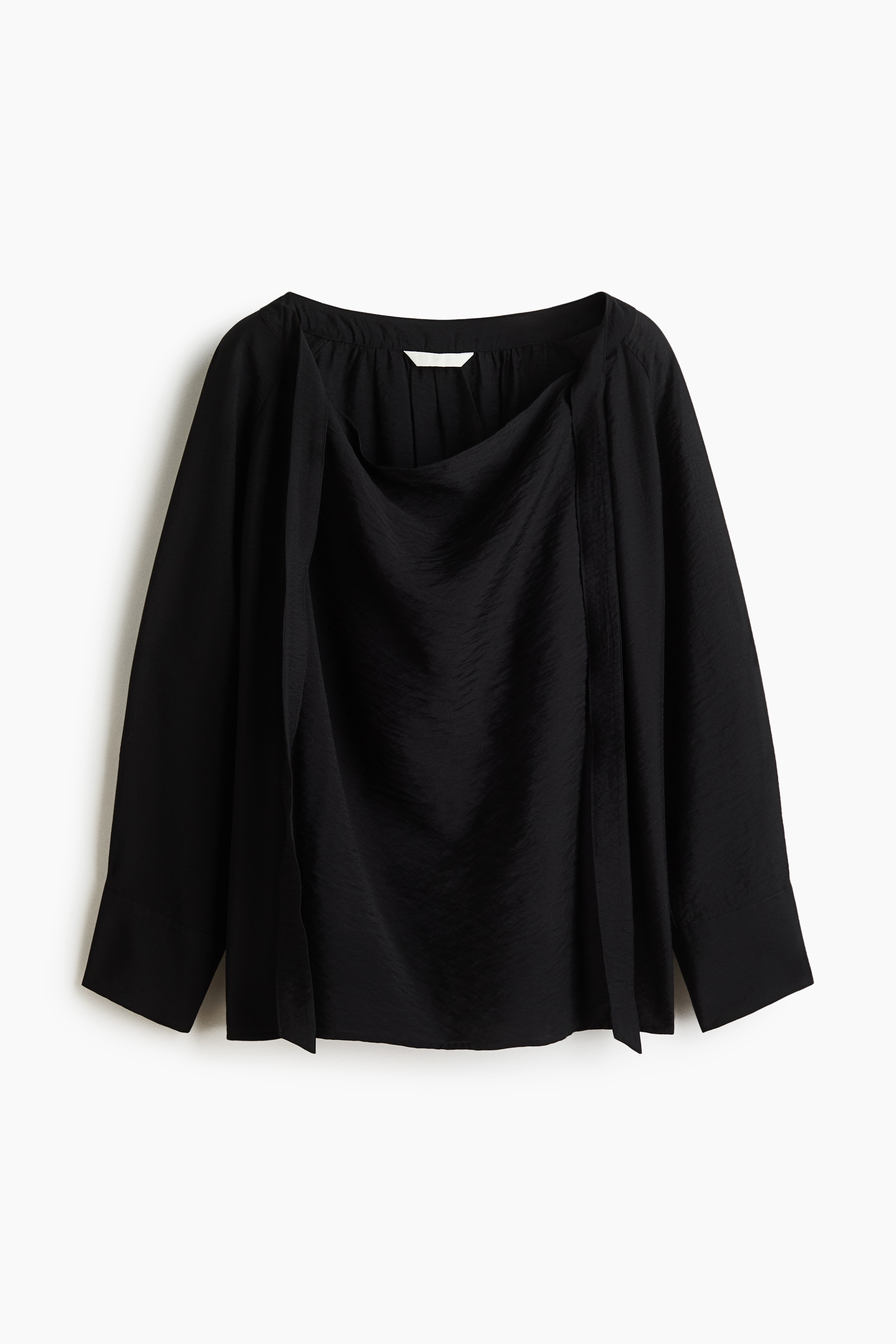 タイネックブラウス - ブラック/ベージュ