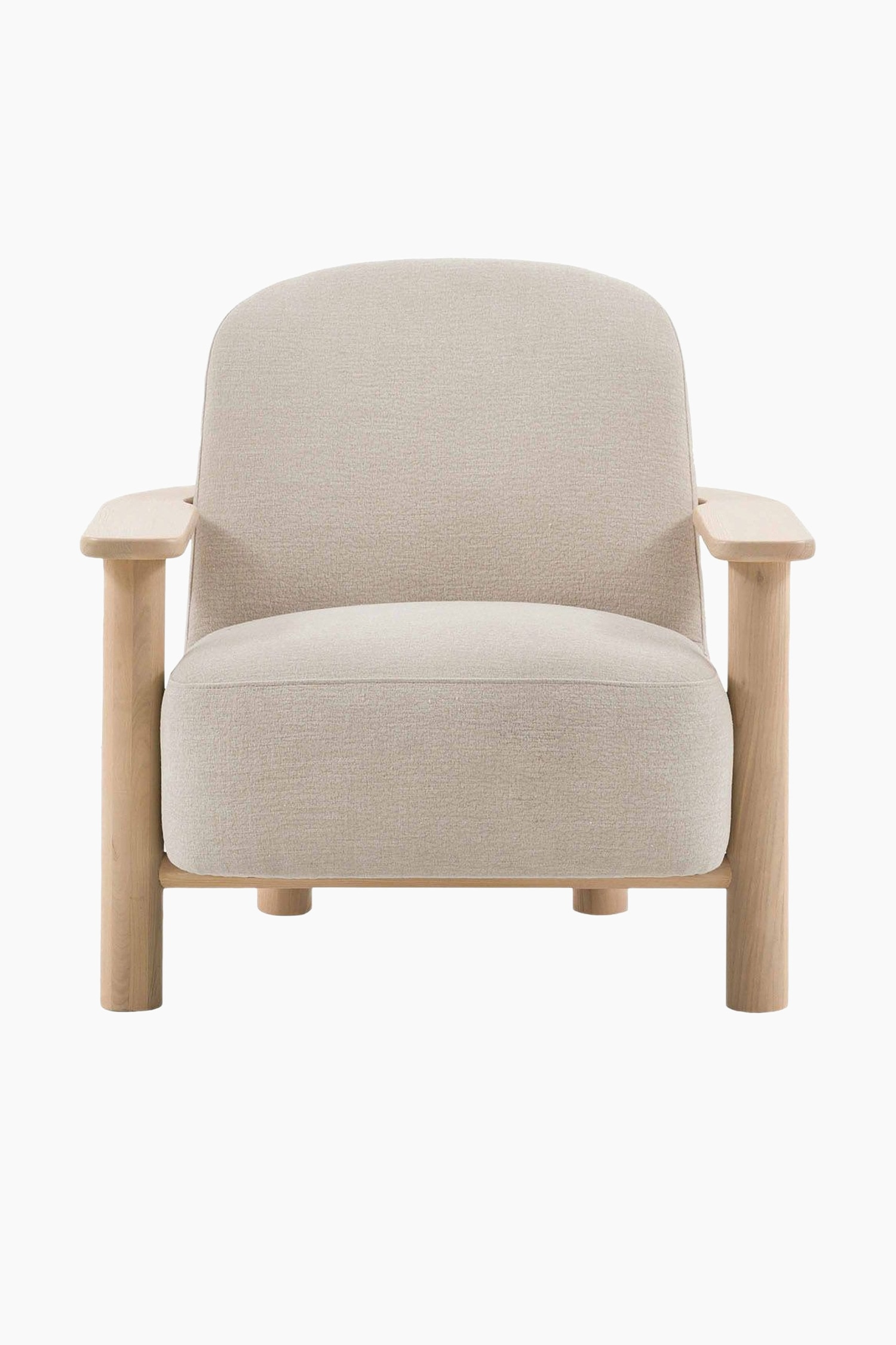 Upholstered Wooden Frame Armchair - Natural