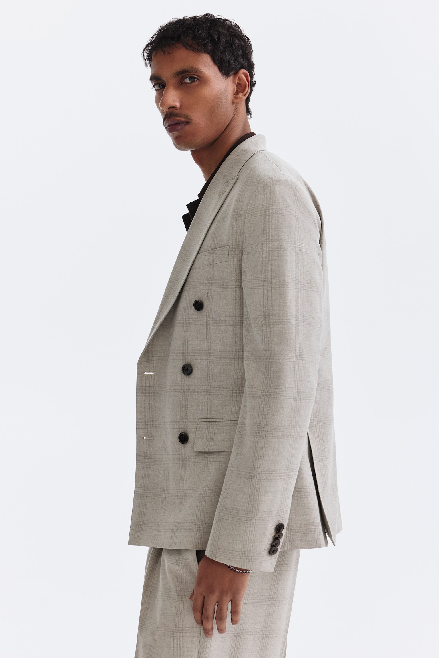 Regular Fit Double-breasted jacket - Beige/Checked - 6