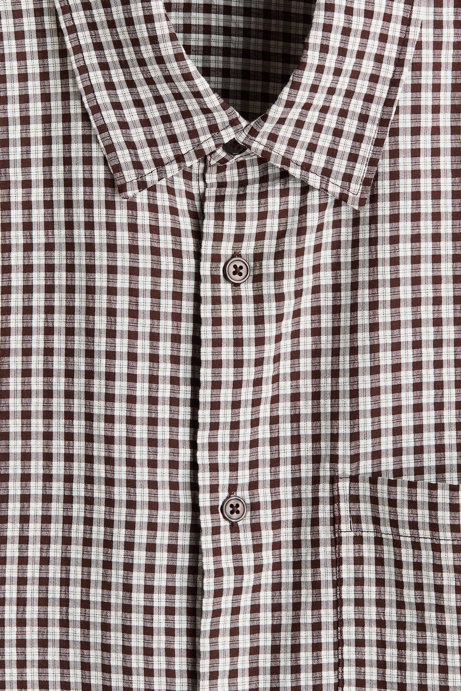 Мужская рубашка H&M Relaxed-Fit Short-Sleeved, цвет: Коричневый / Клетчатый — фото 7
