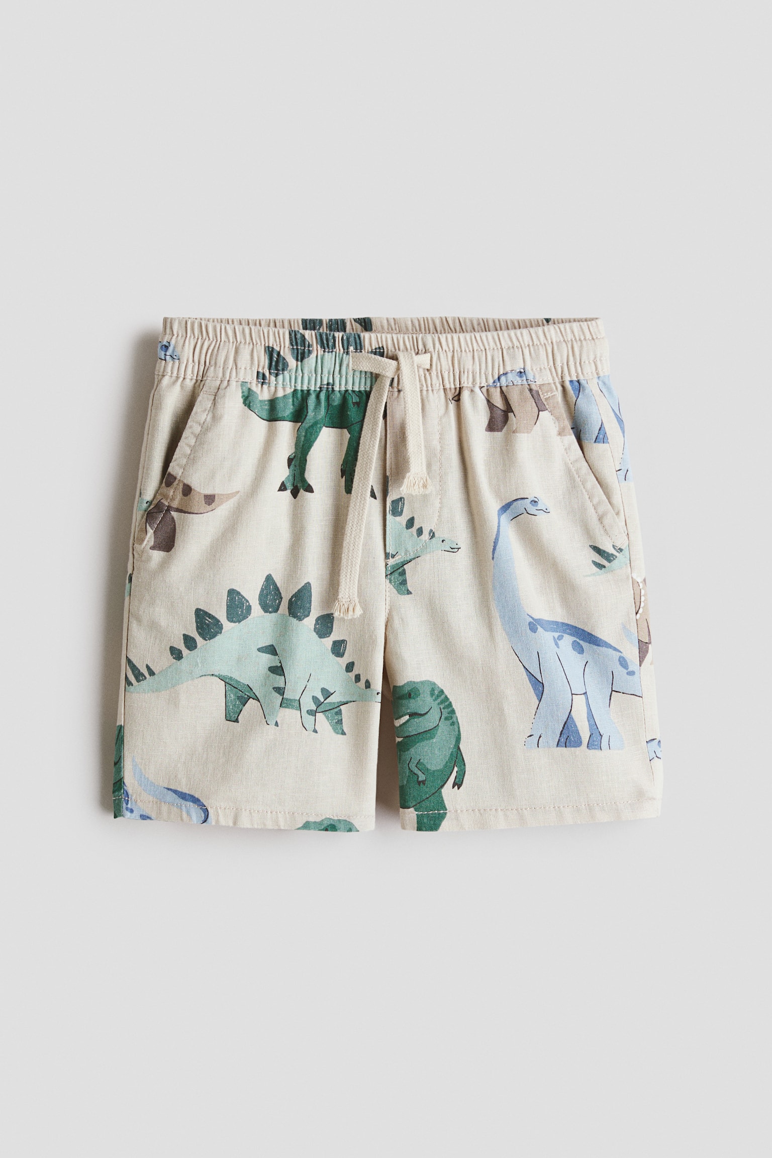 Linen-Blend Shorts - Light taupe/dinosaurs/Dark blue/taupe striped/Dark red/Brown