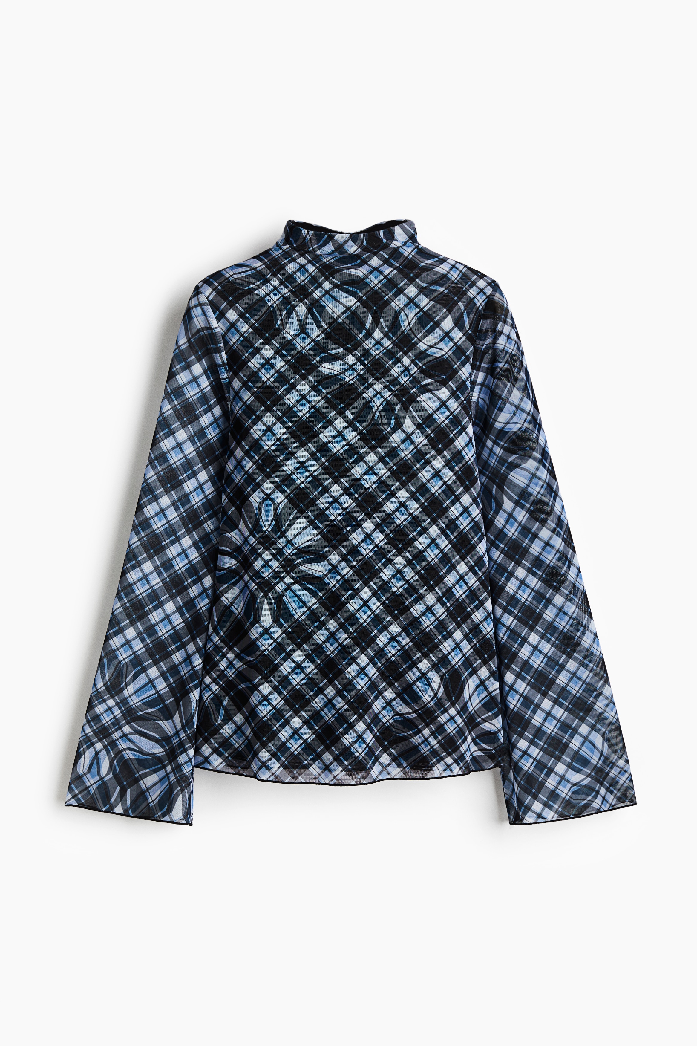 Magas nyakú neccfelső - Sötétkék/kockás