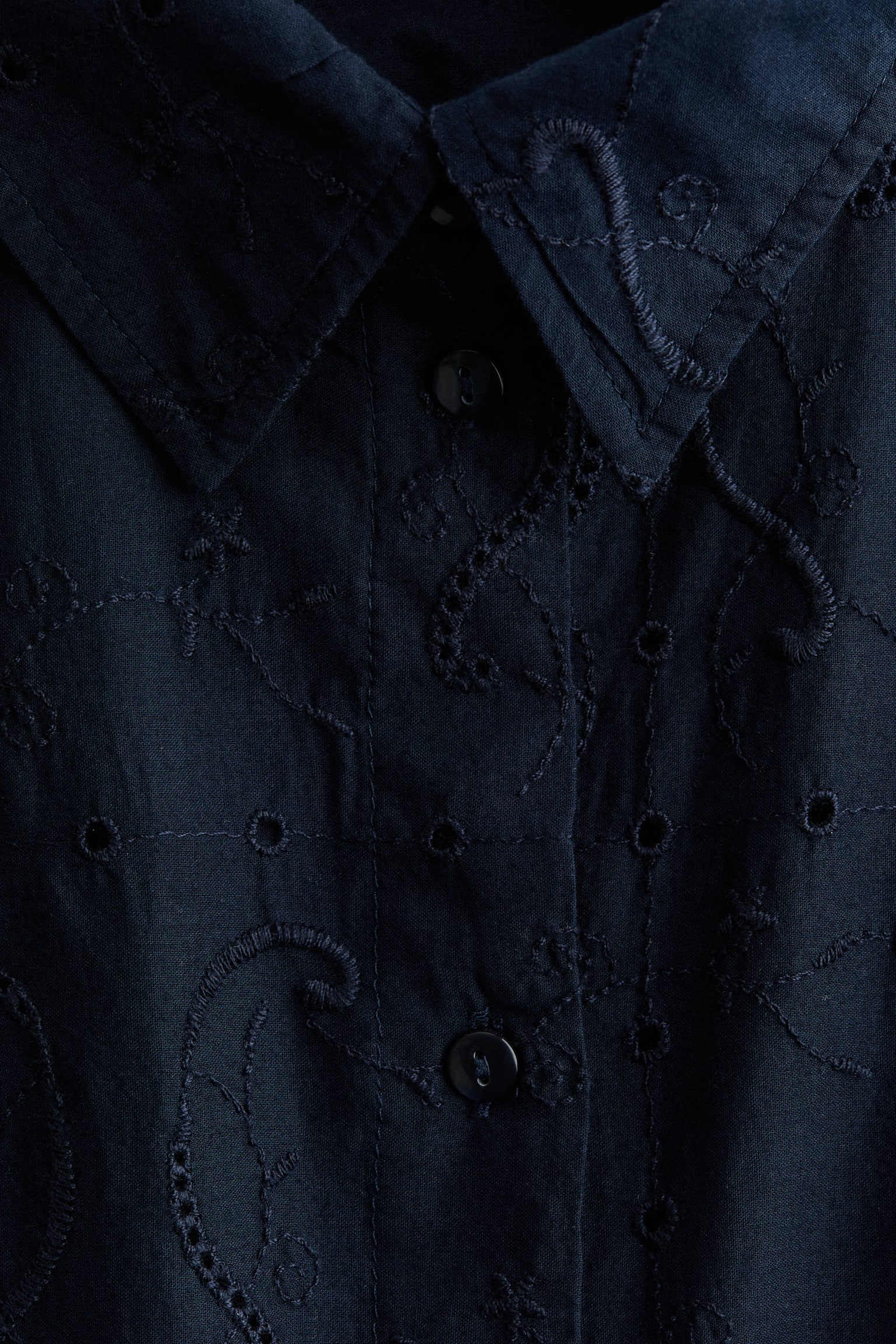 Oversized broderie anglaise shirt-Dark blue - 6