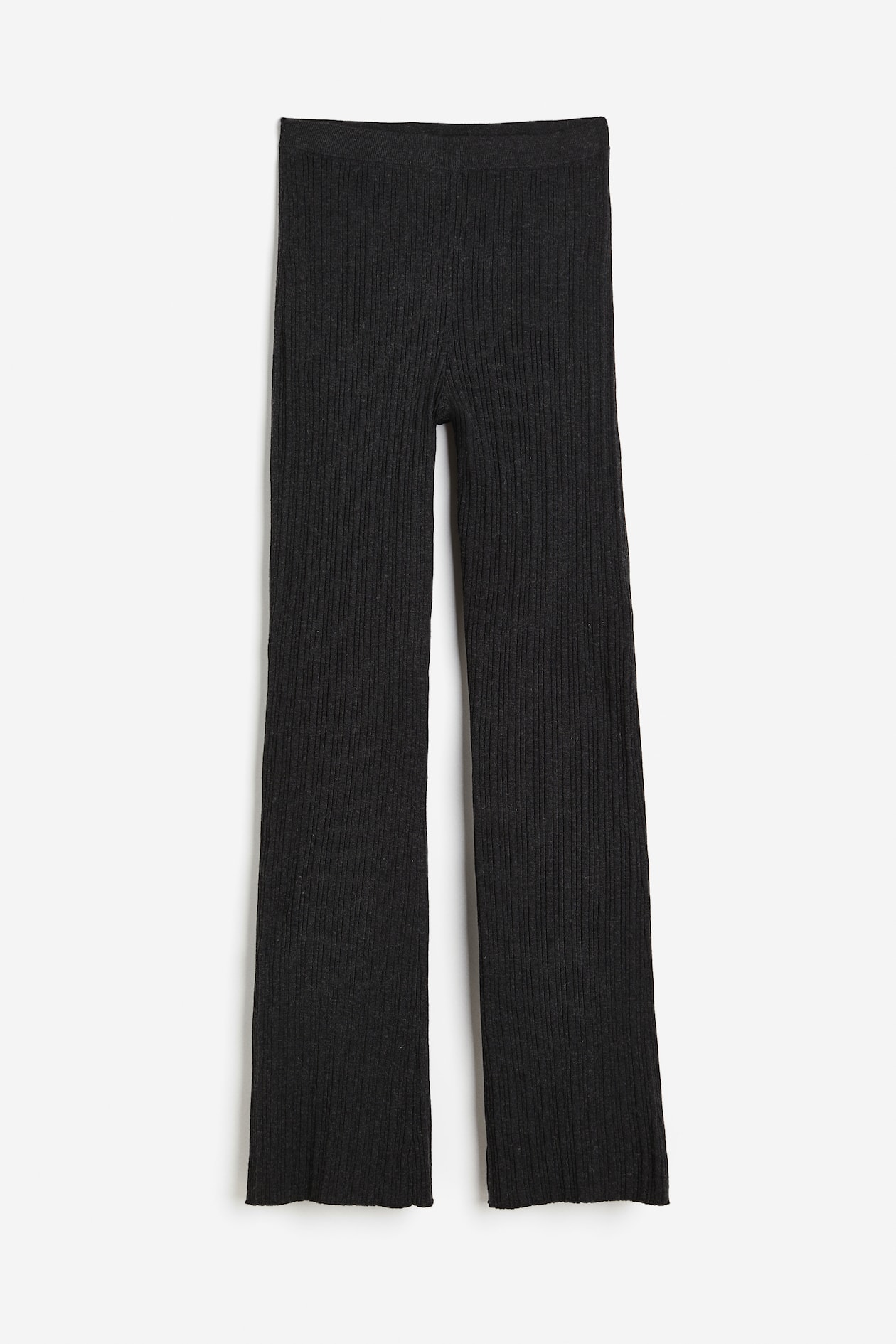 Rib Knit Flared Trousers Dark Gray Ladies Handm Us