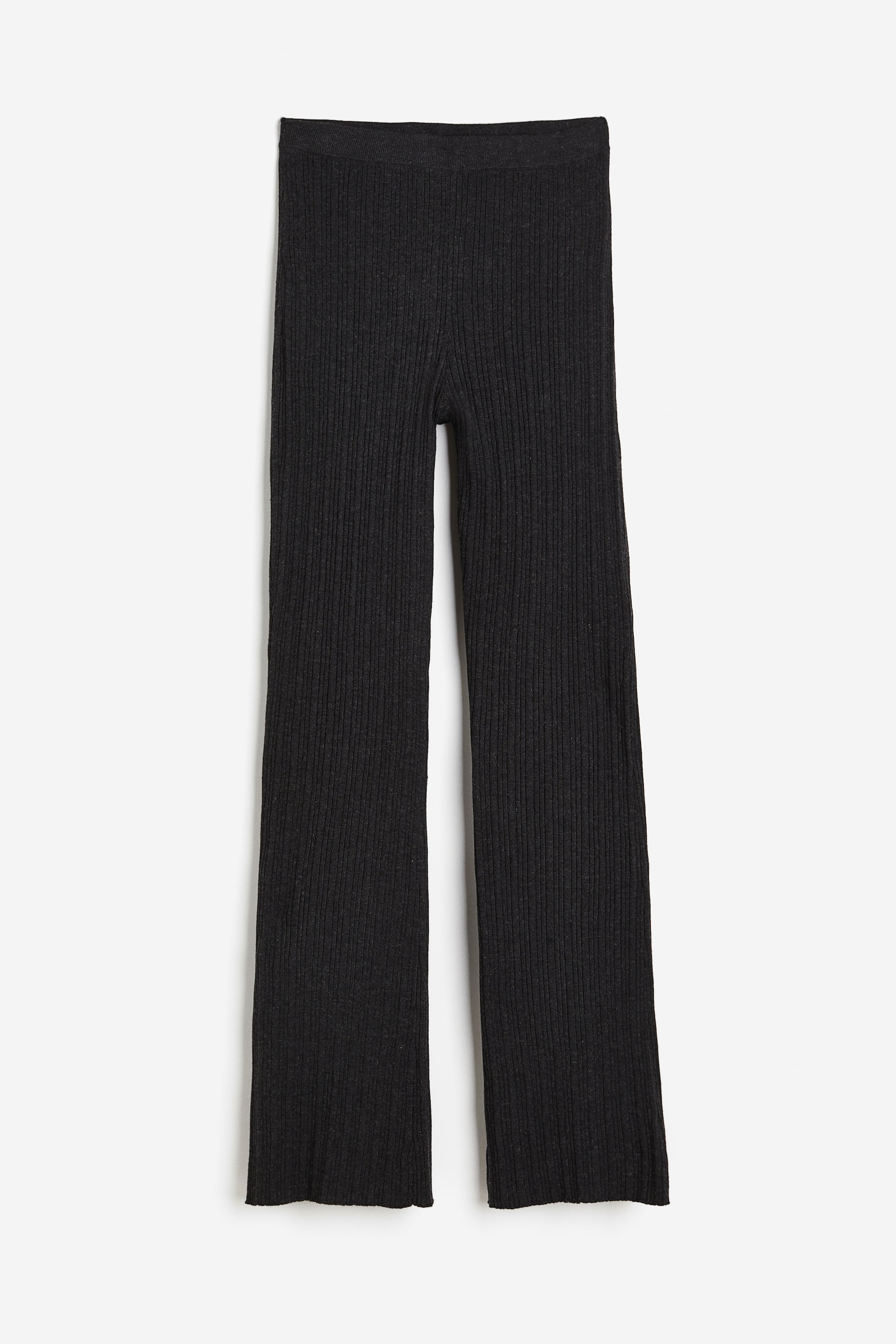 Rib-knit flared trousers