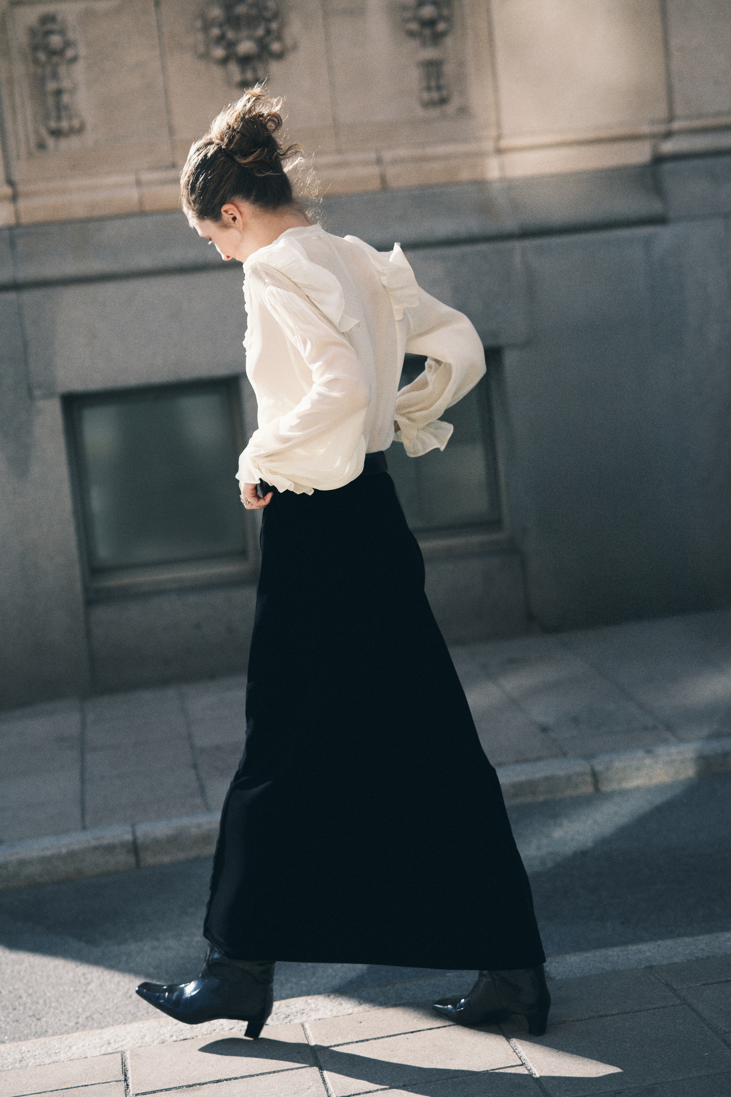 Frill-trimmed blouse