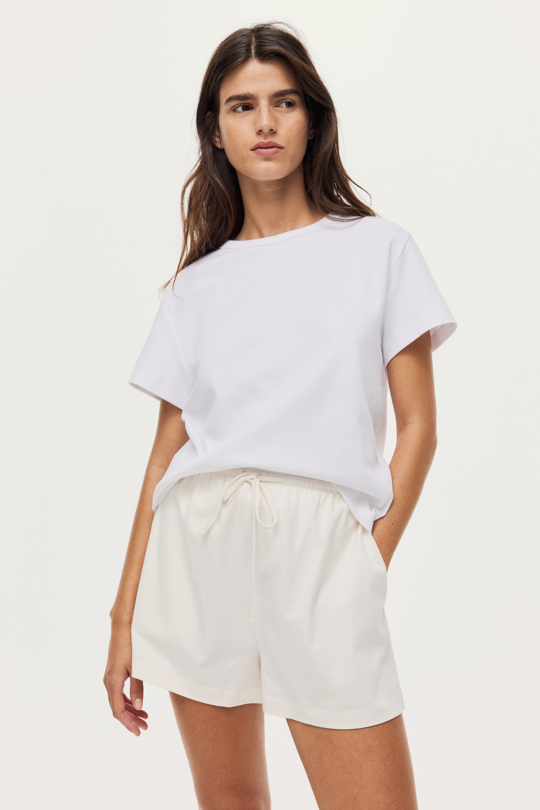 Ingrandisci l'immagine: Shorts in cotone con coulisse - Bianco - DONNA | H&M CH 1