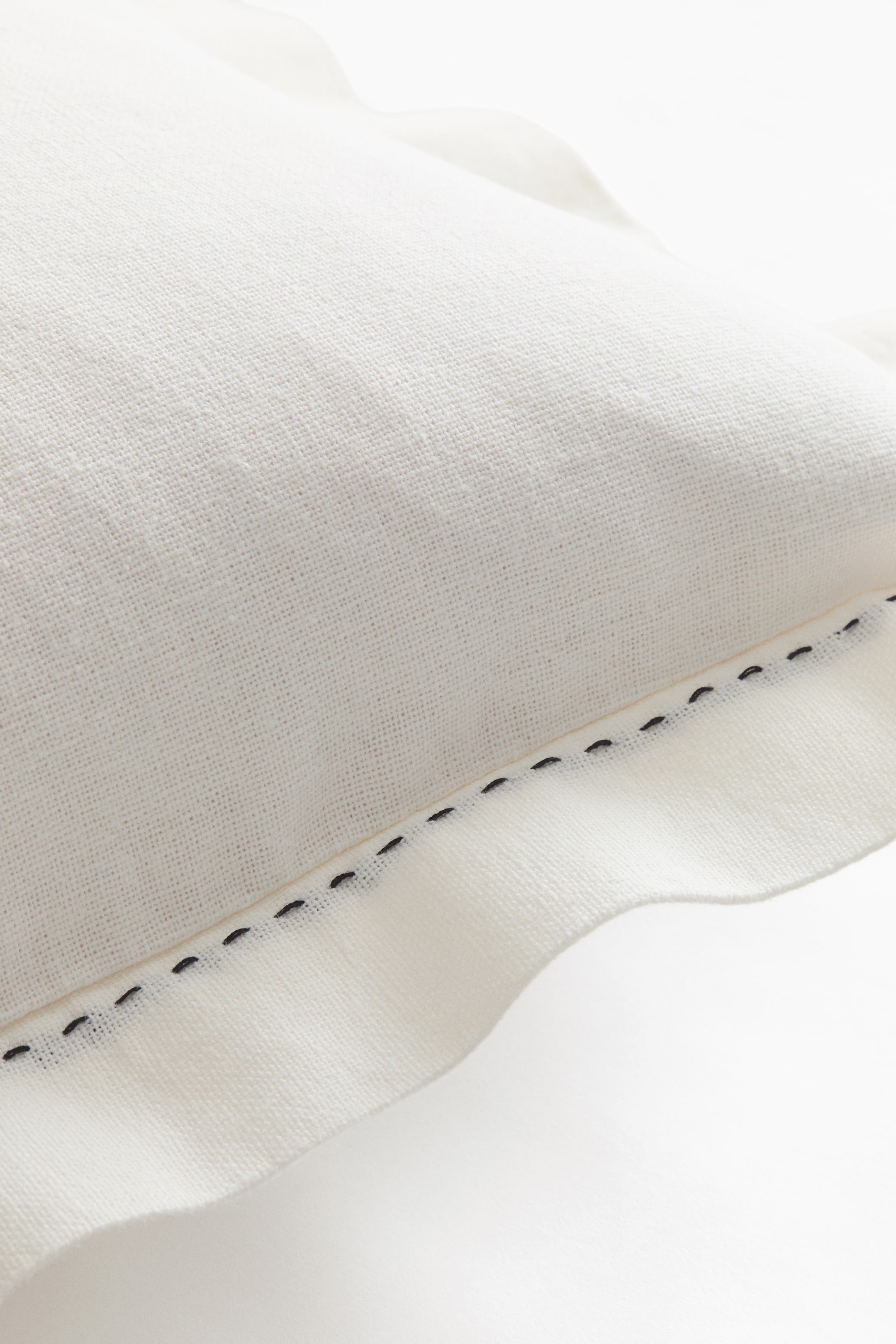 Embroidered-Detail Linen-Blend Cushion Cover