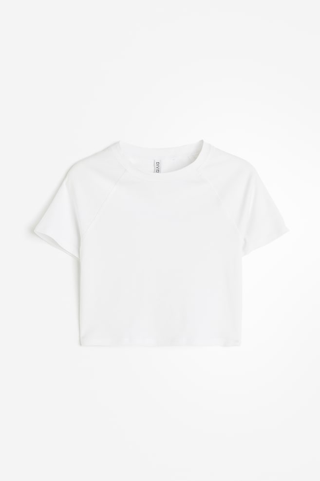 Cropped T-shirt - Hvid/Beige/Sort - 2