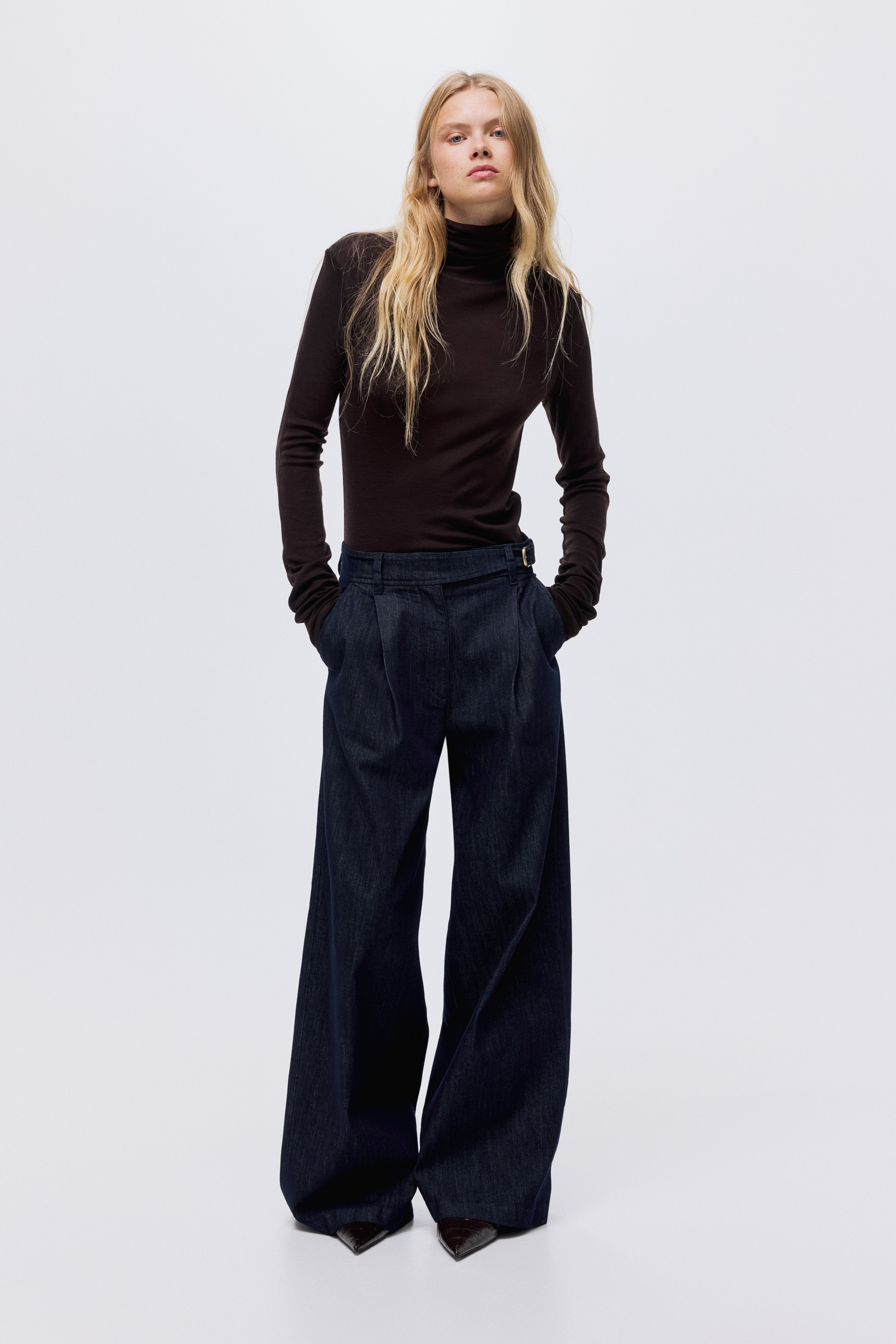 Wide High Jeans - Blu denim scuro