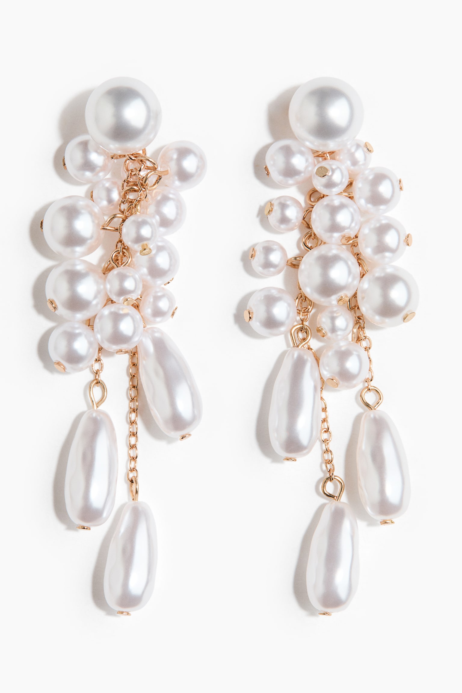 Женские серьги H&M Beaded Dangle, цвет: Золотой / Белый — фото 3