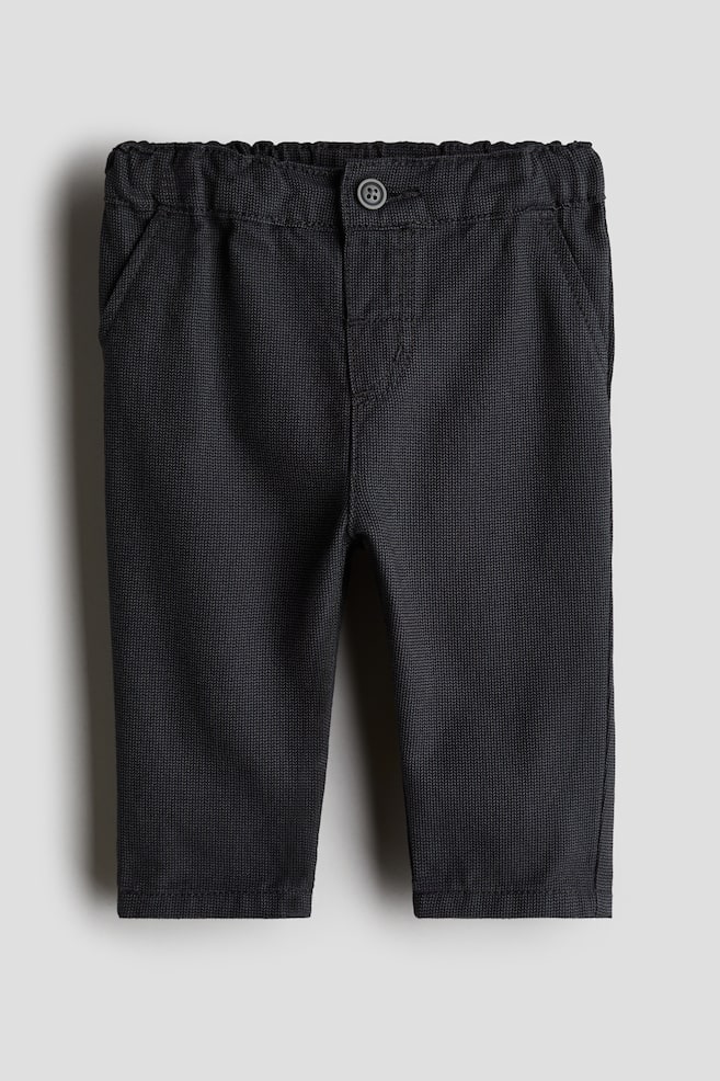 Pantalon en coton - Gris foncé/carreaux - 1