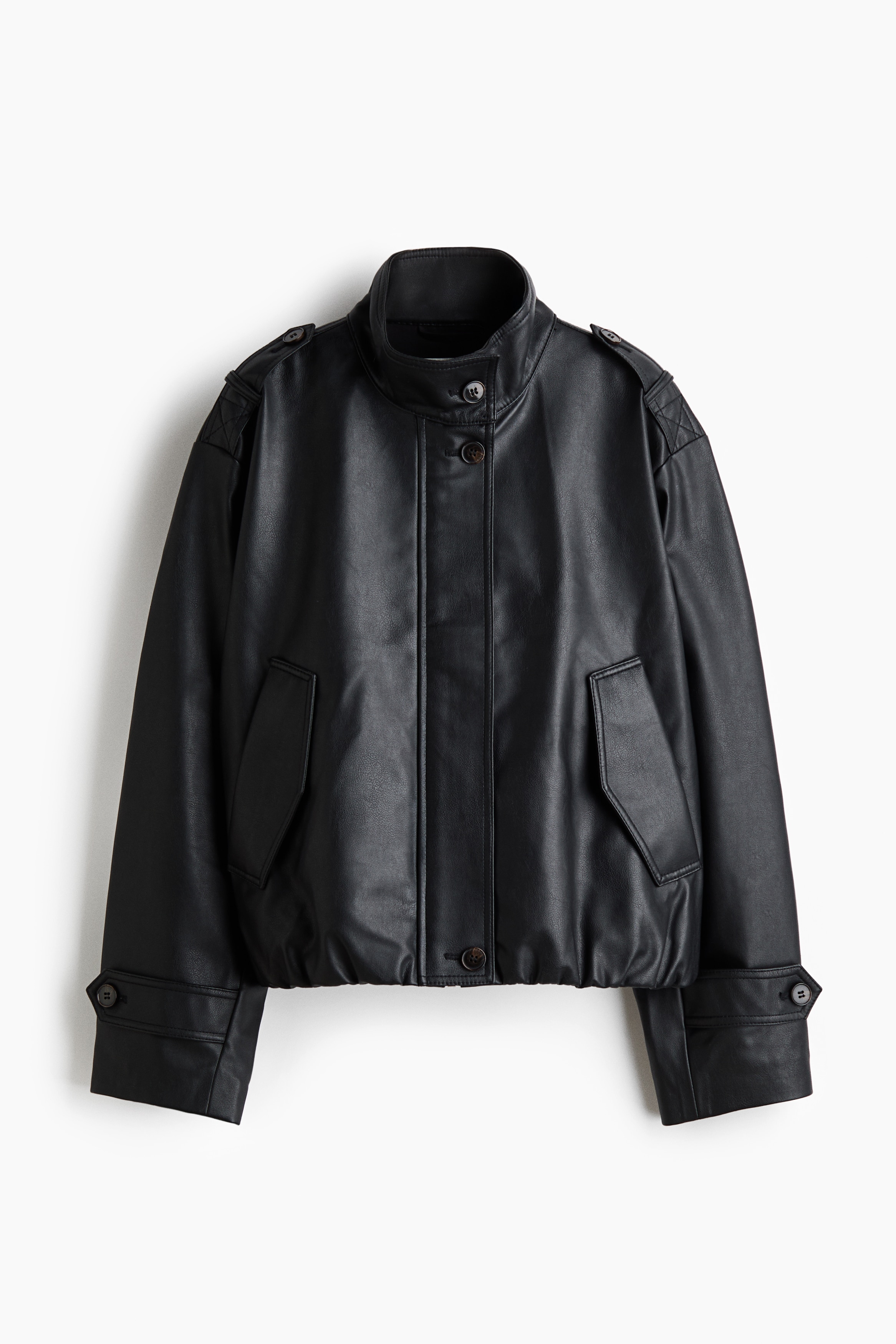 Veste oversize en tissu enduit - Noir